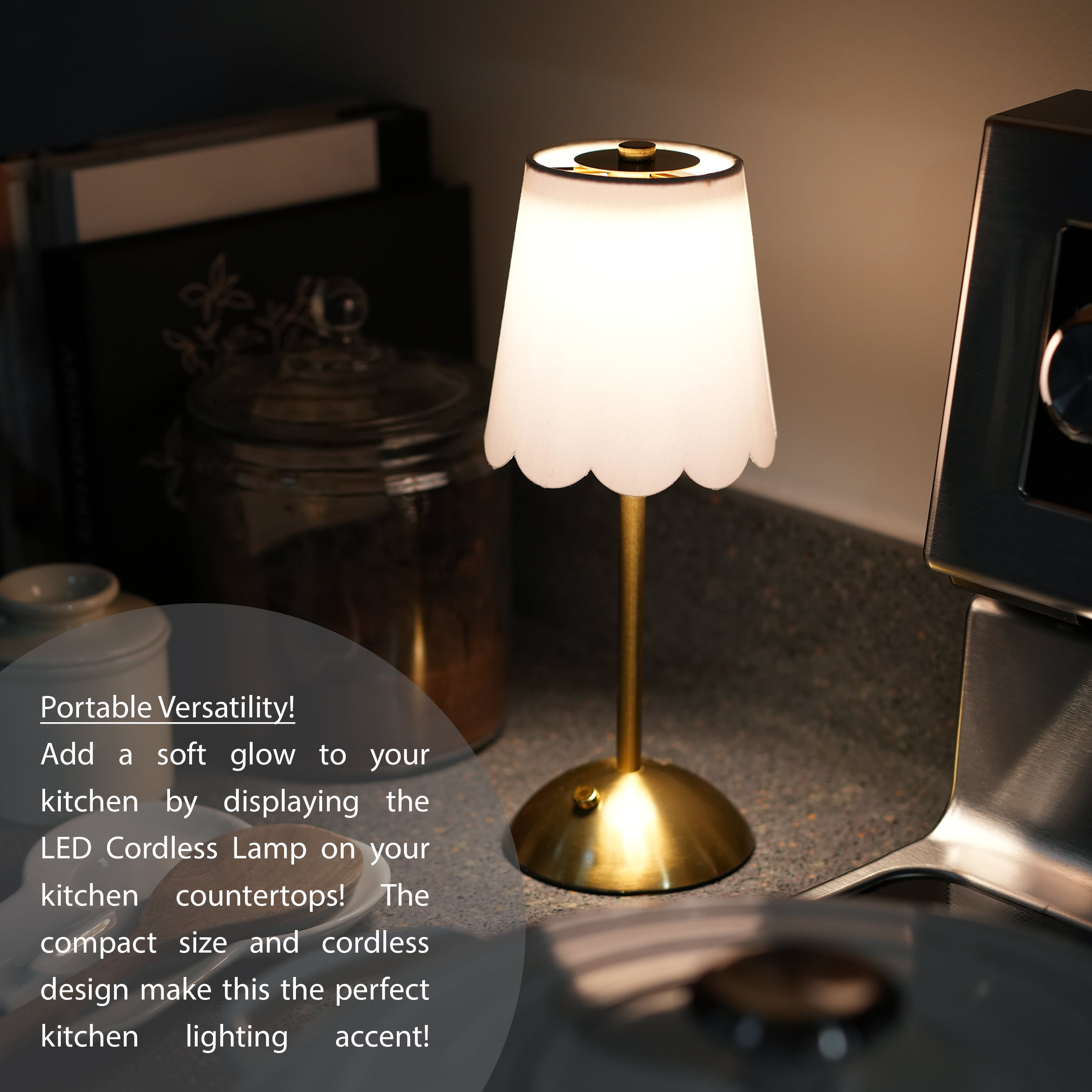 Home Decor Collection Cordless Rechargeable LED Table Lamp with Dimmable 3-Light Settings (Brass, 11.9 in) 6086e