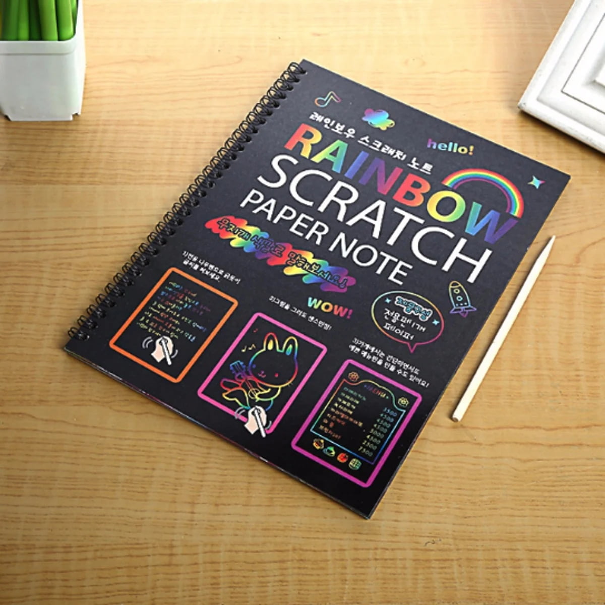 BSHAPPLUS Rainbow Scratch Art Notebooks, Creative DIY Drawing Activity Set for Kids (Black, 4 Pack, 10.2 in x 7.5 in) typ0r