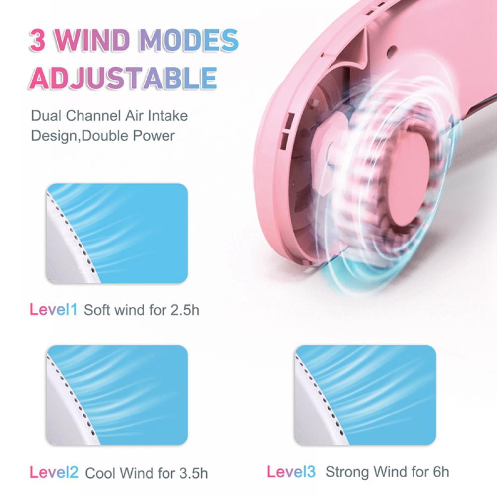 John Rogers Commons Portable Neck-mounted Fan with LED Light (Pink, 1 Pack) k0yoq