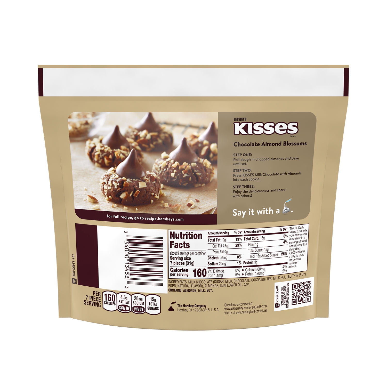 Hershey's Kisses Milk Chocolate with Almonds Candy (10 oz) 70c23