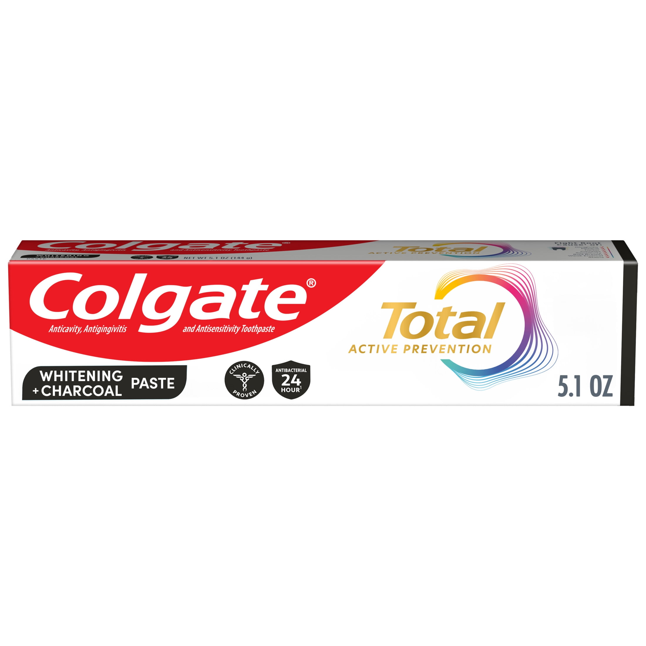 Colgate Total Active Prevention Whitening and Charcoal Toothpaste, Mint (5.1 oz) s7gvq