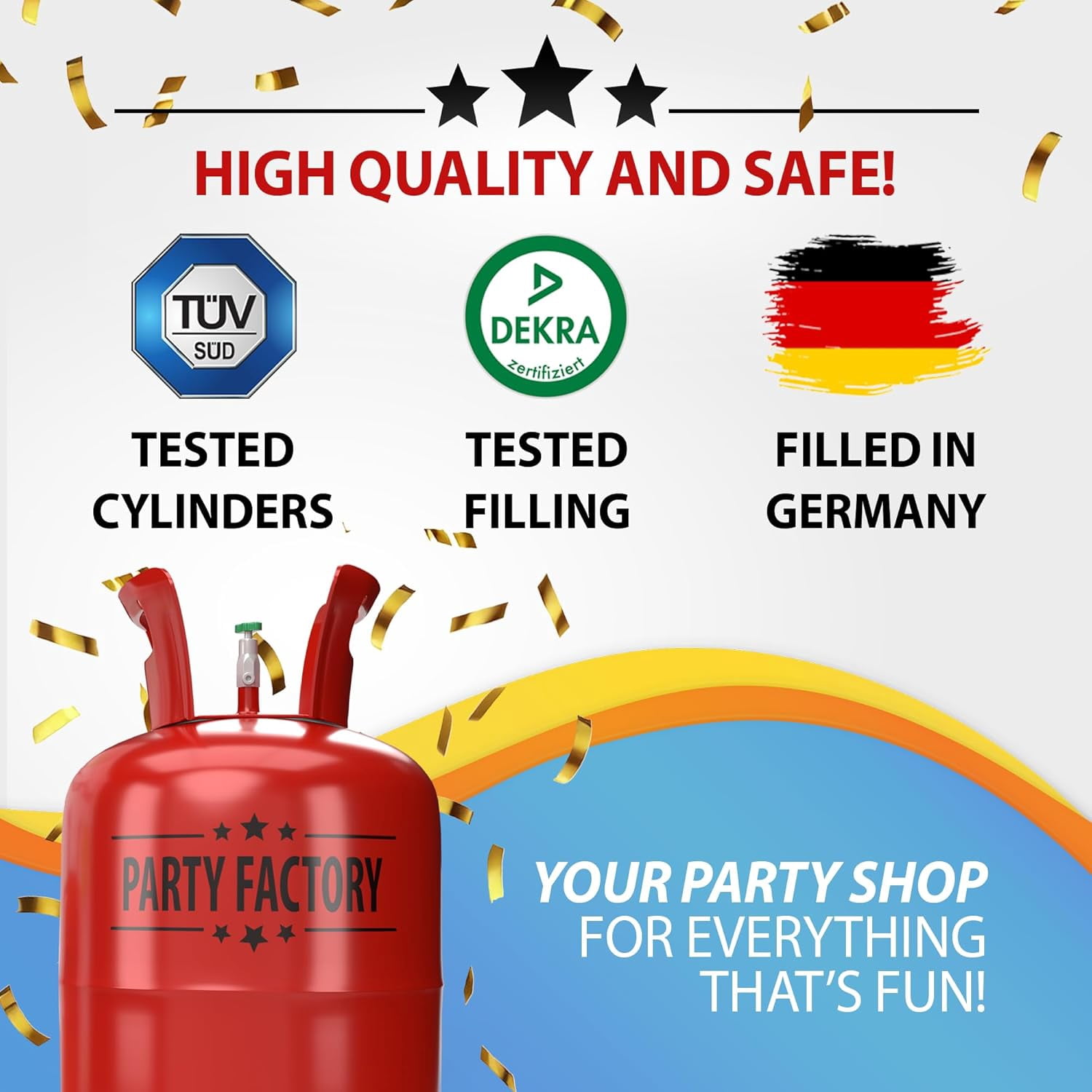 Party Factory Disposable Helium Tank for 50 Latex Balloons (14.1 cu. ft.) 9cpme