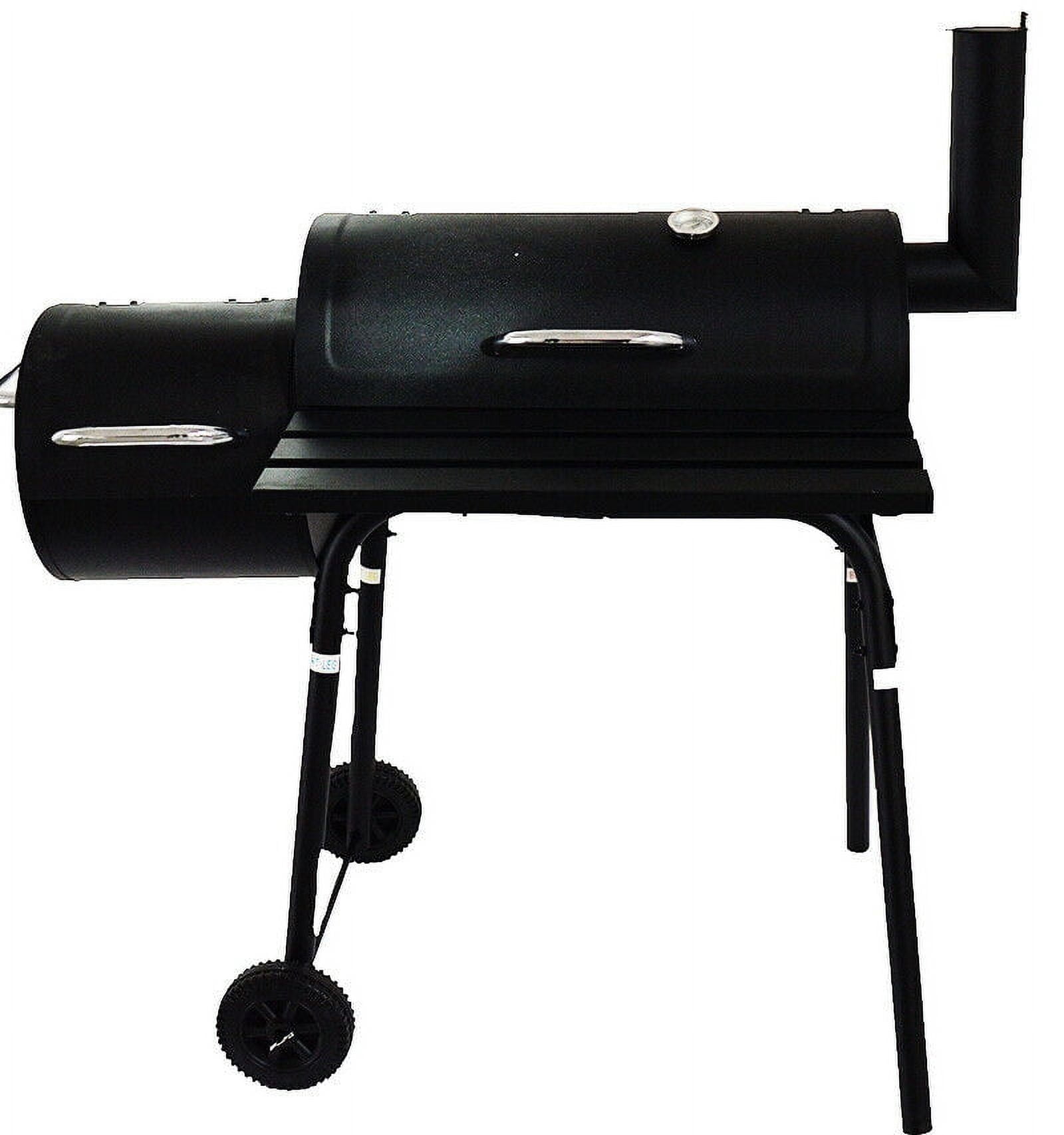 Intbuying 30 in BBQ Charcoal Grill with Offset Smoker Box and Side Shelf (Black, 30 in) k32bp