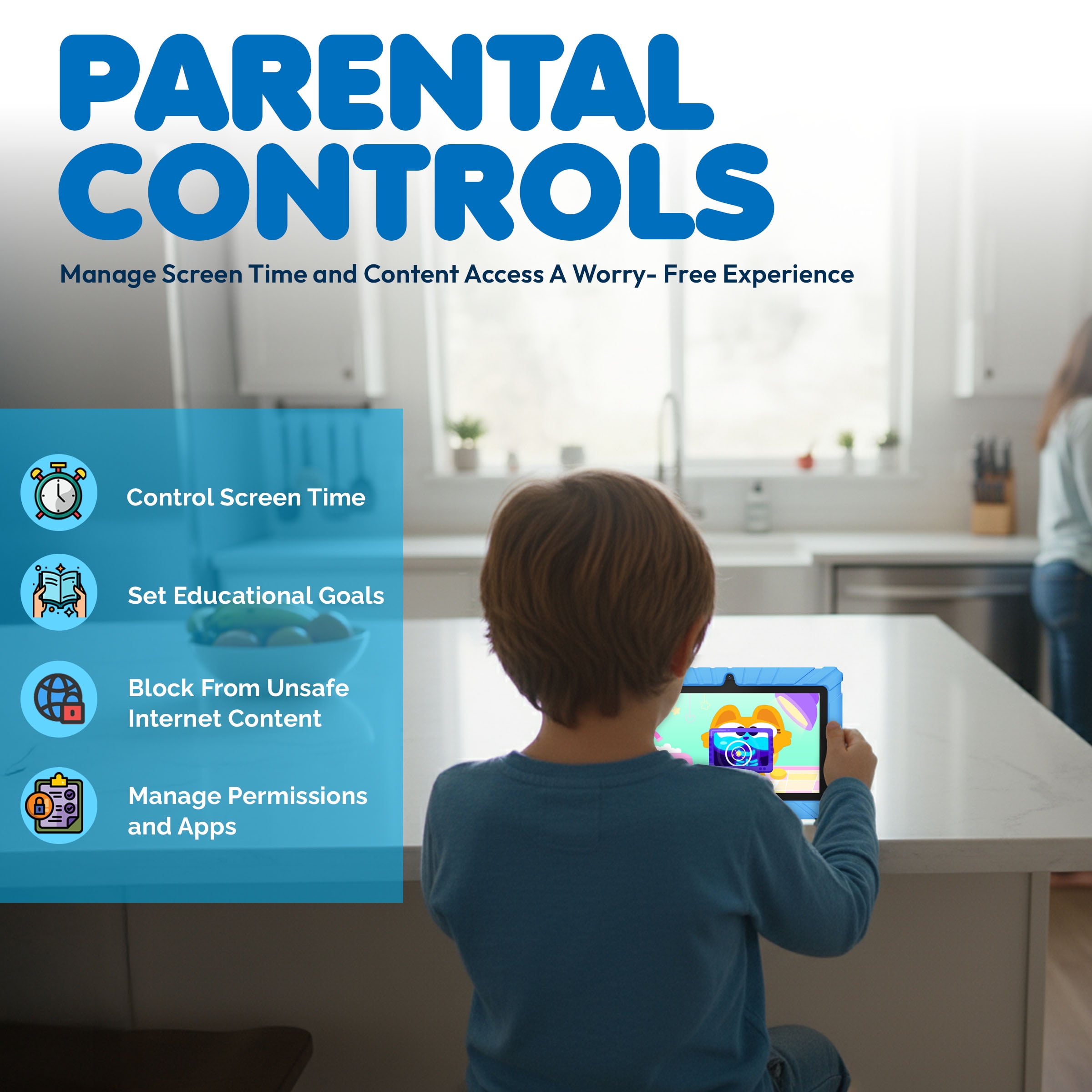 Contixo Kids Android Tablet with Parental Controls and Educational Apps (Blue, 7 in, 32GB) okkxg - Image 3