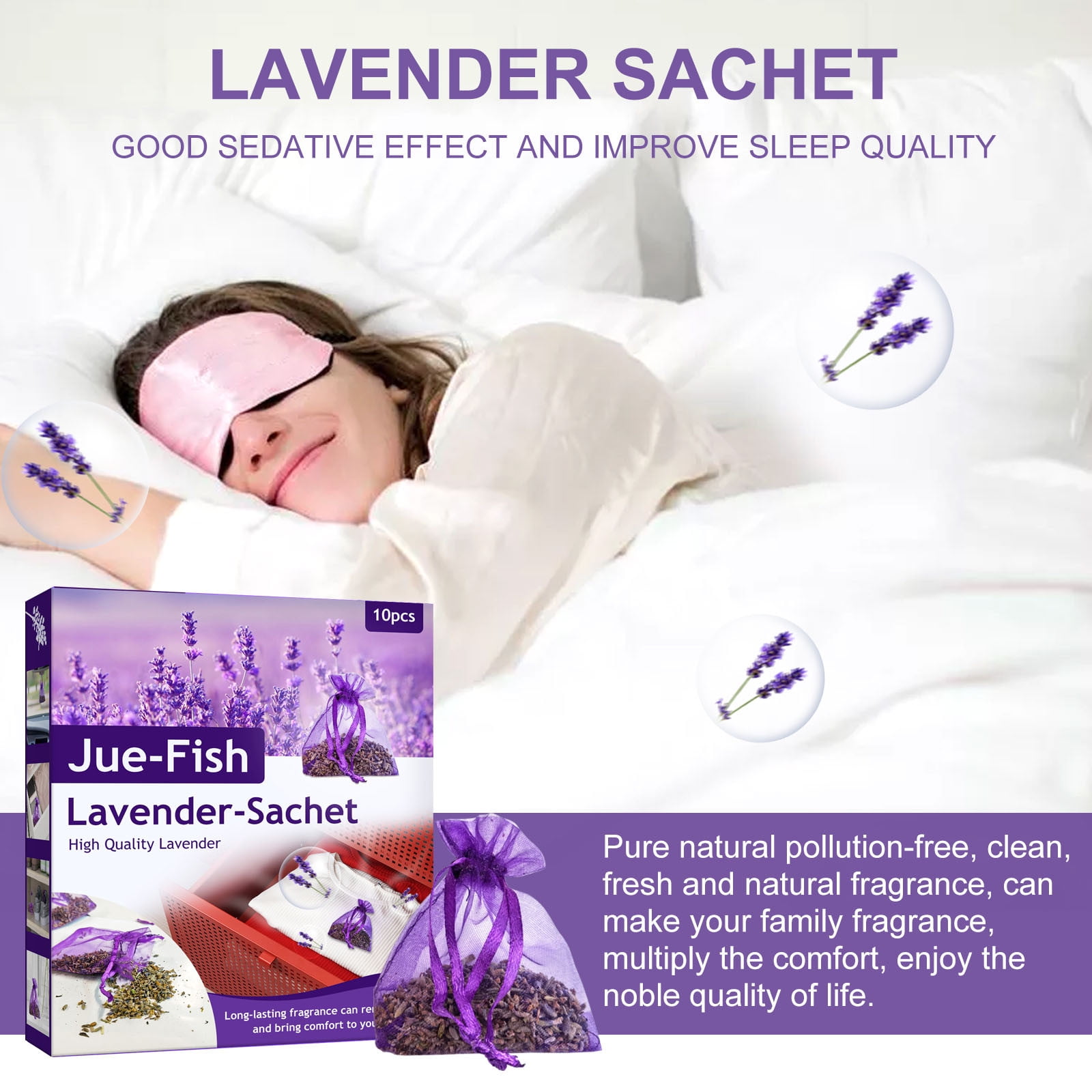 TOPRenddon Natural Lavender Sachet Bags for Closet and Car (10 Pack, 4 in) 9fput