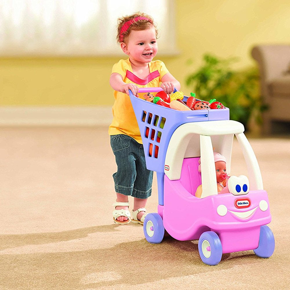 Little Tikes Princess Cozy Shopping Cart (Pink, 17 in x 13 in x 22 in) 8j0on