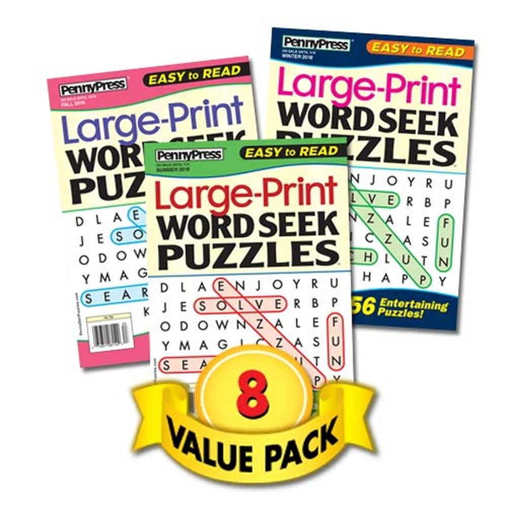 Penny Press Large Print Word Search Puzzle Collection (8-Pack) l5qlg