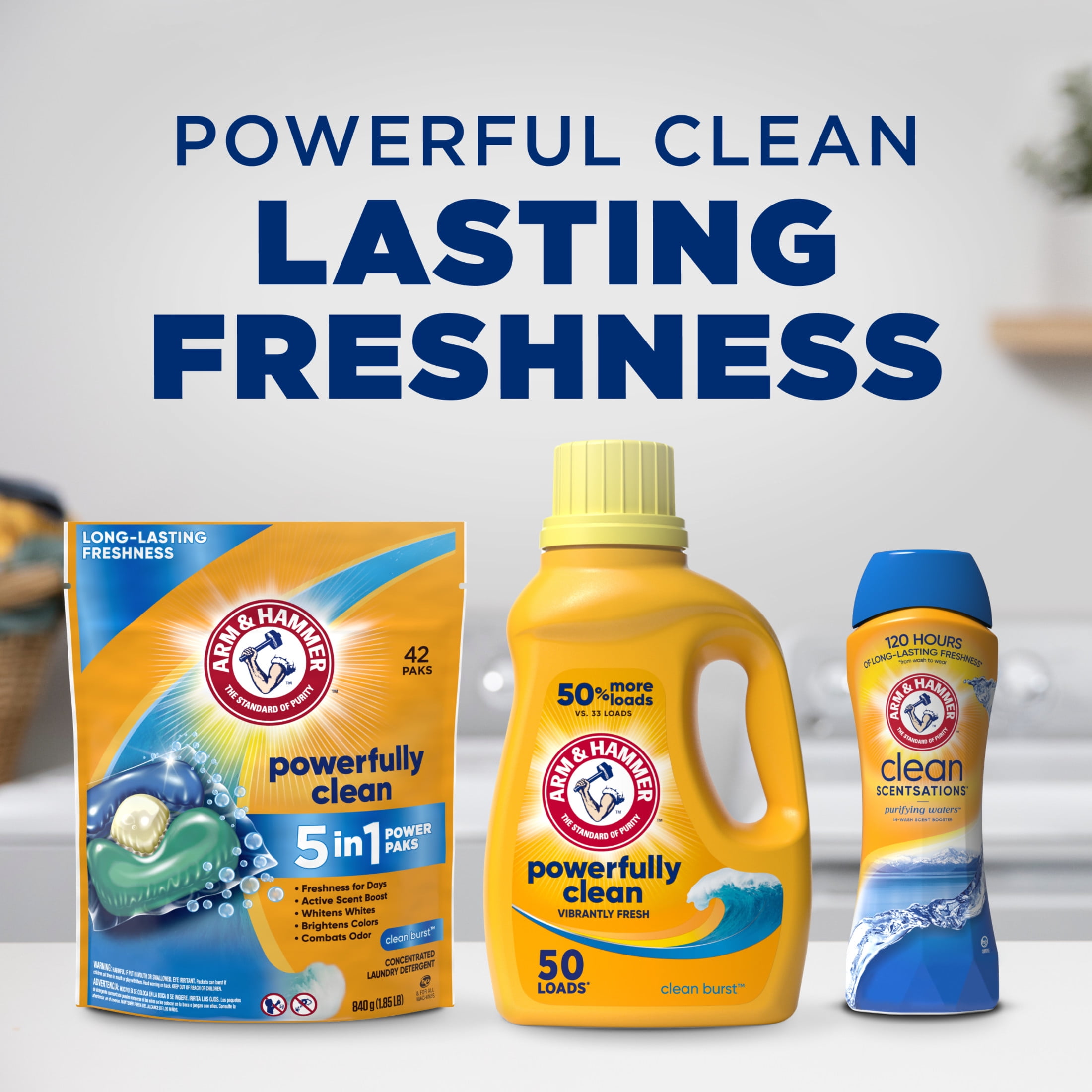 ARM & HAMMER Clean Scentsations In-Wash Laundry Scent Booster, Long-Lasting Clean Meadow Fragrance (24 oz) g105p