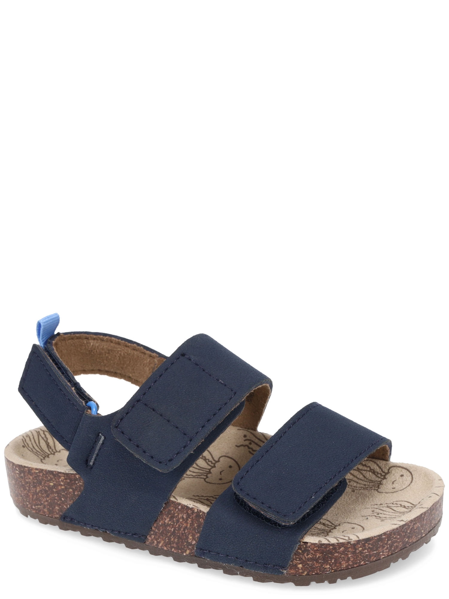 Wonder Nation Baby & Toddler Boys Two Strap Footbed Sandals (Blue, 6 Toddler) 9q4a8