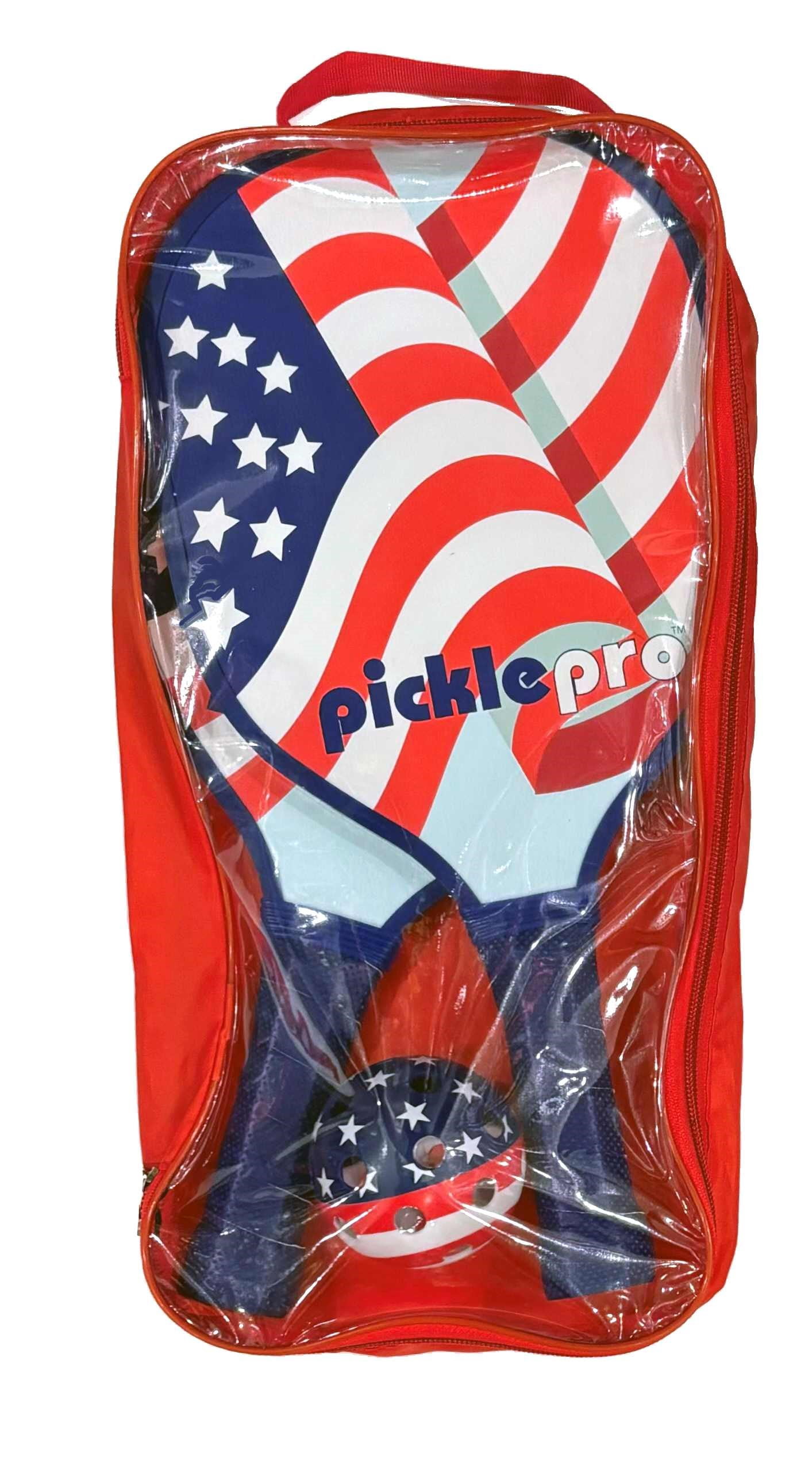 Sport Design Pickleball Paddle Set with Padded Hand Grips and Zipper Carry Bag (Red, 1 Pack) j572e