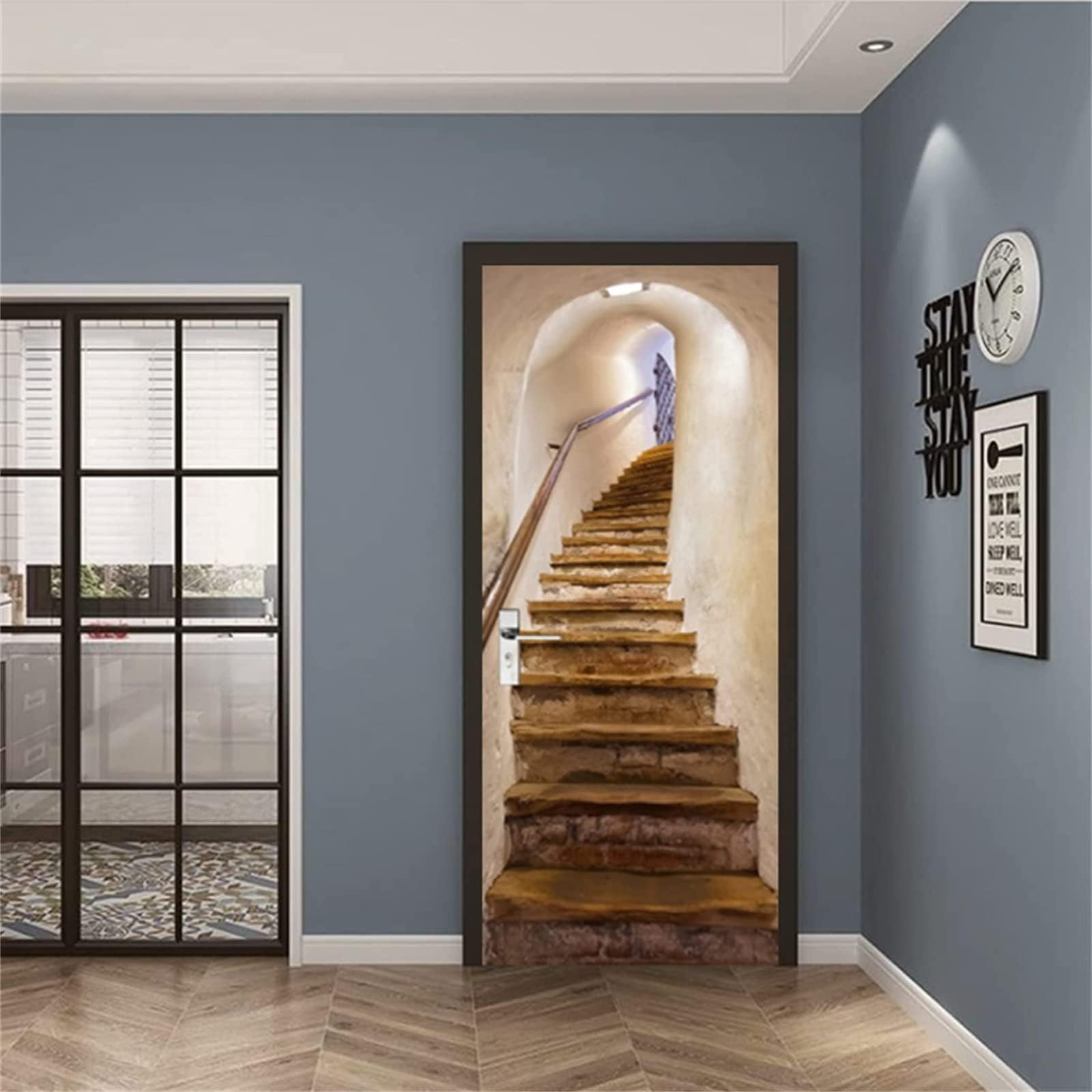 MUYIER 3D Drawbridge Door Mural Peel and Stick Removable Wallpaper Decal (30.3 in x 78.7 in) sncb5