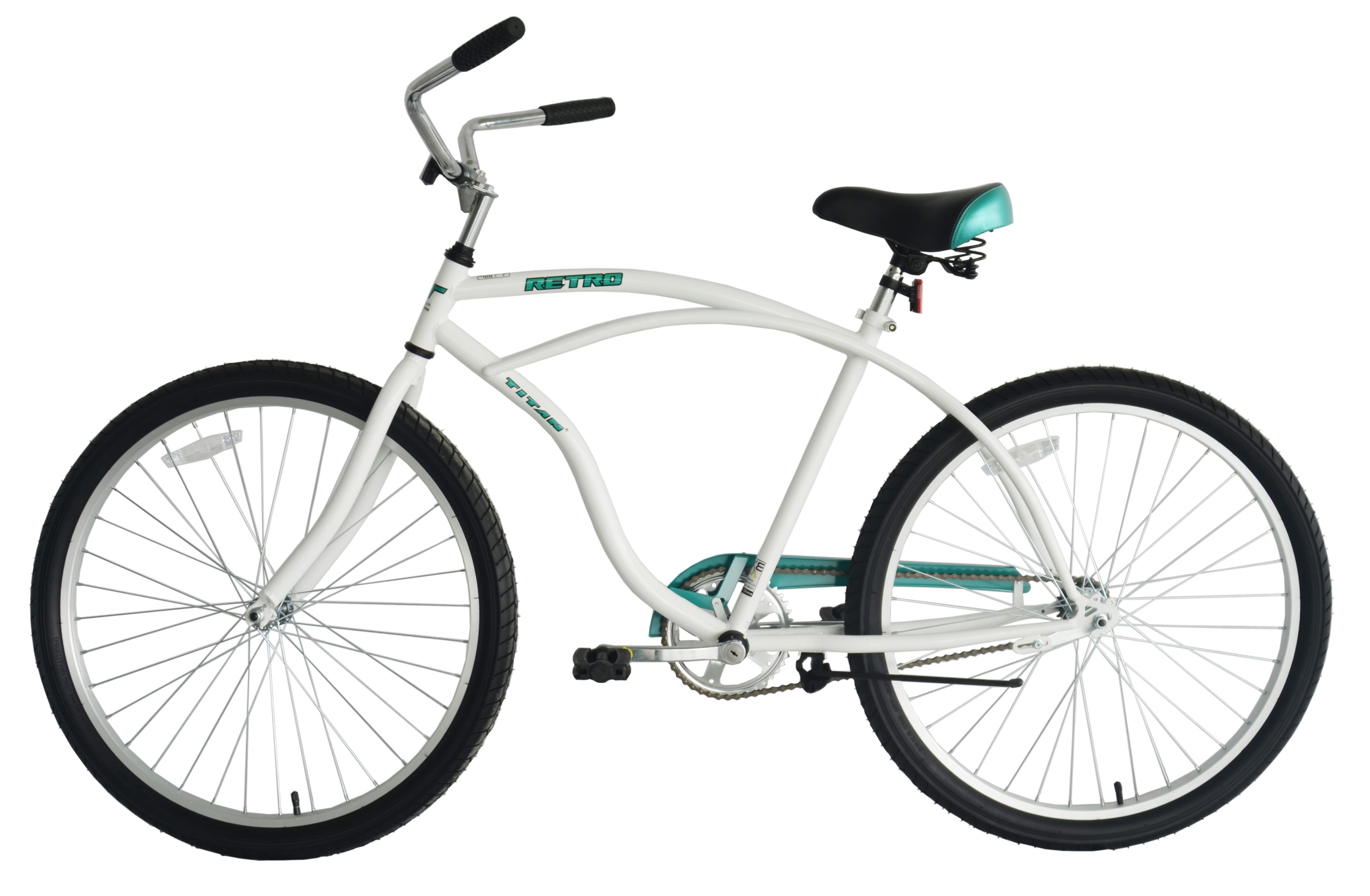 Titan Retro Beach Cruiser Bicycle for Men and Women, Single-Speed Comfort Bike with 19 in Steel Frame (White, 26 in Wheels) hwzqe