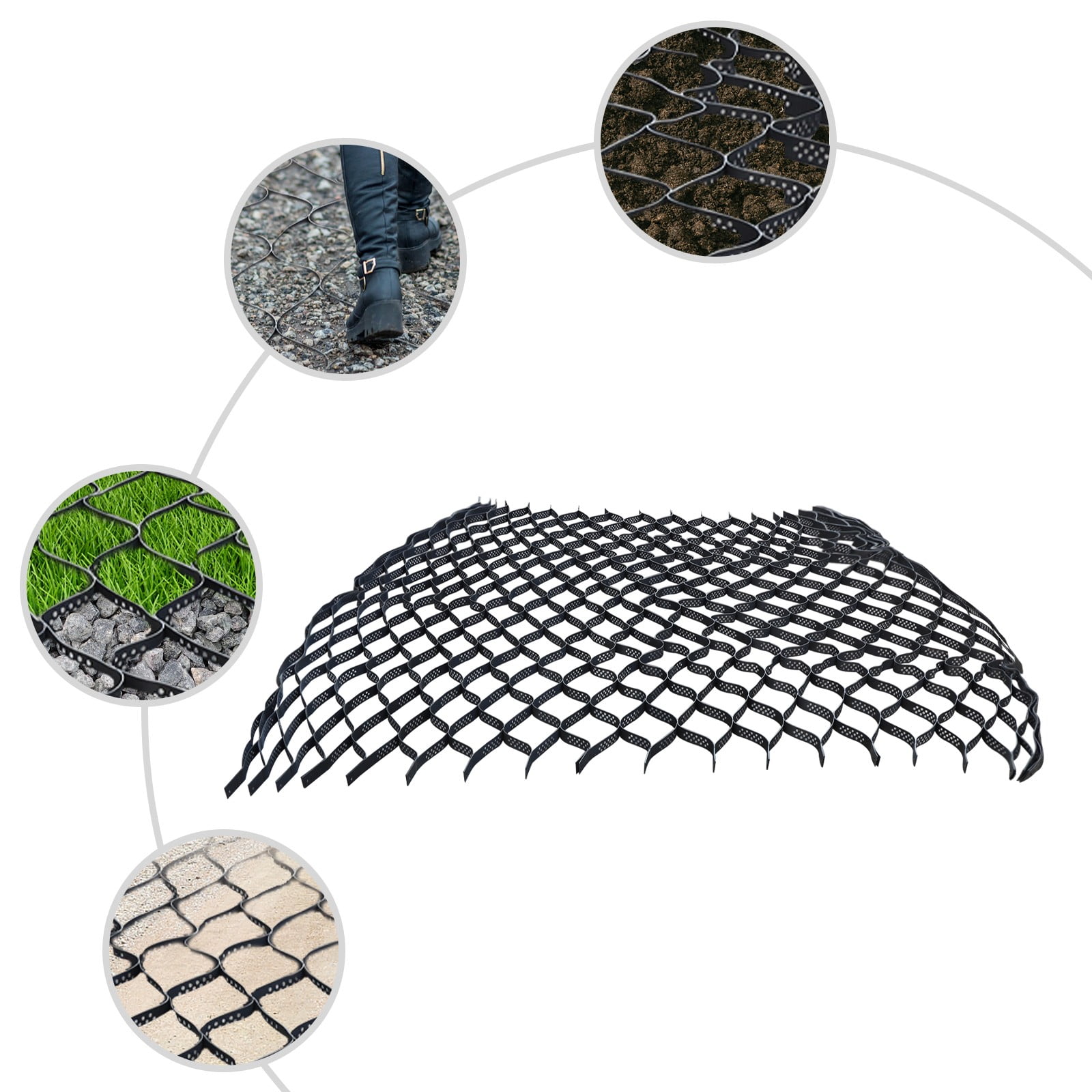 Generic Geo Grid Mesh for Gravel Driveway and Walkway Stabilization (Black, 160 sq ft) eut8n
