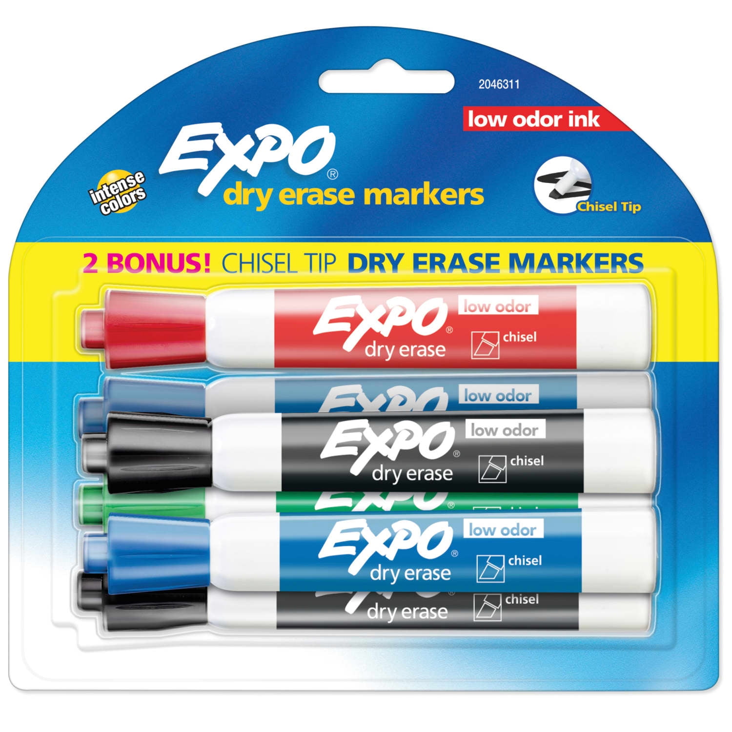 Expo Low Odor Dry Erase Markers (Chisel Tip, Assorted Colors, 6 Count) yu4xi