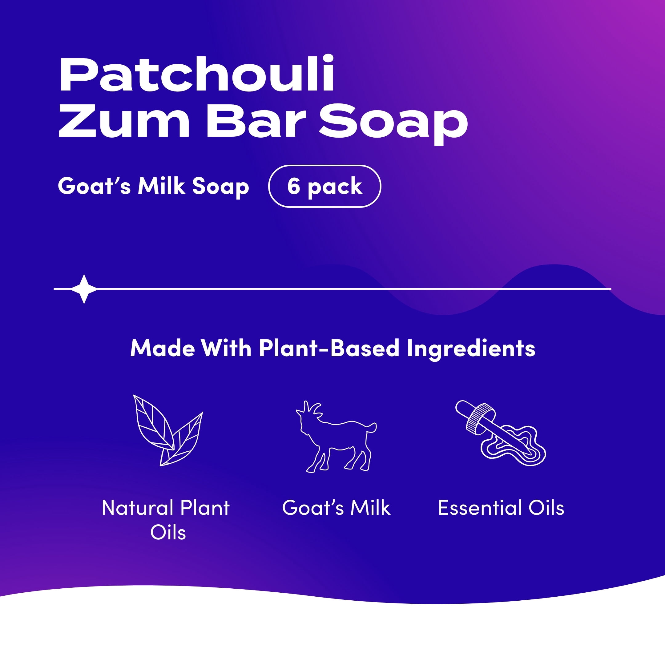 ZUM Goat's Milk Soap Bar, Patchouli Scented Moisturizing Cleanser (3 oz, 6 Pack) zmfc0
