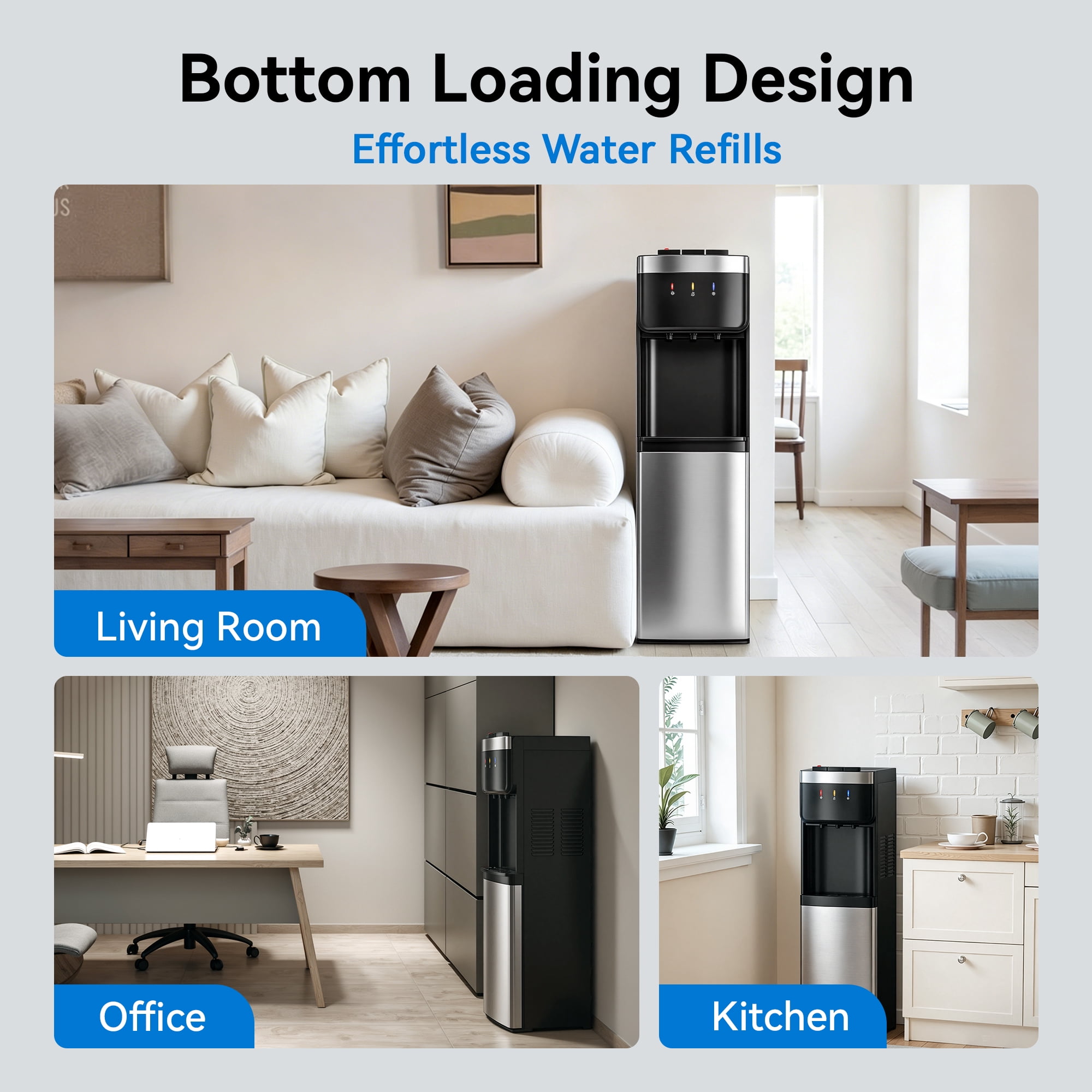 UrbanSync Bottom Loading Water Dispenser with Compressor Cooling (Grey, 5 gal) 3ciif