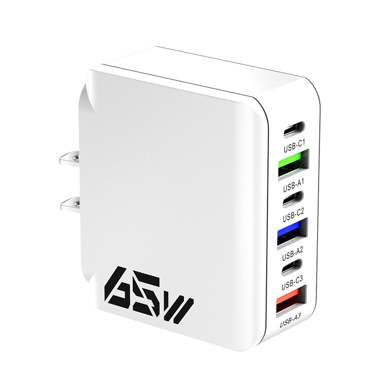 Aodebiao 65W 6-Port USB Fast Charger, Multi-Port Charging Station with 3 USB-C and 3 USB-A Ports (White) b6mx1