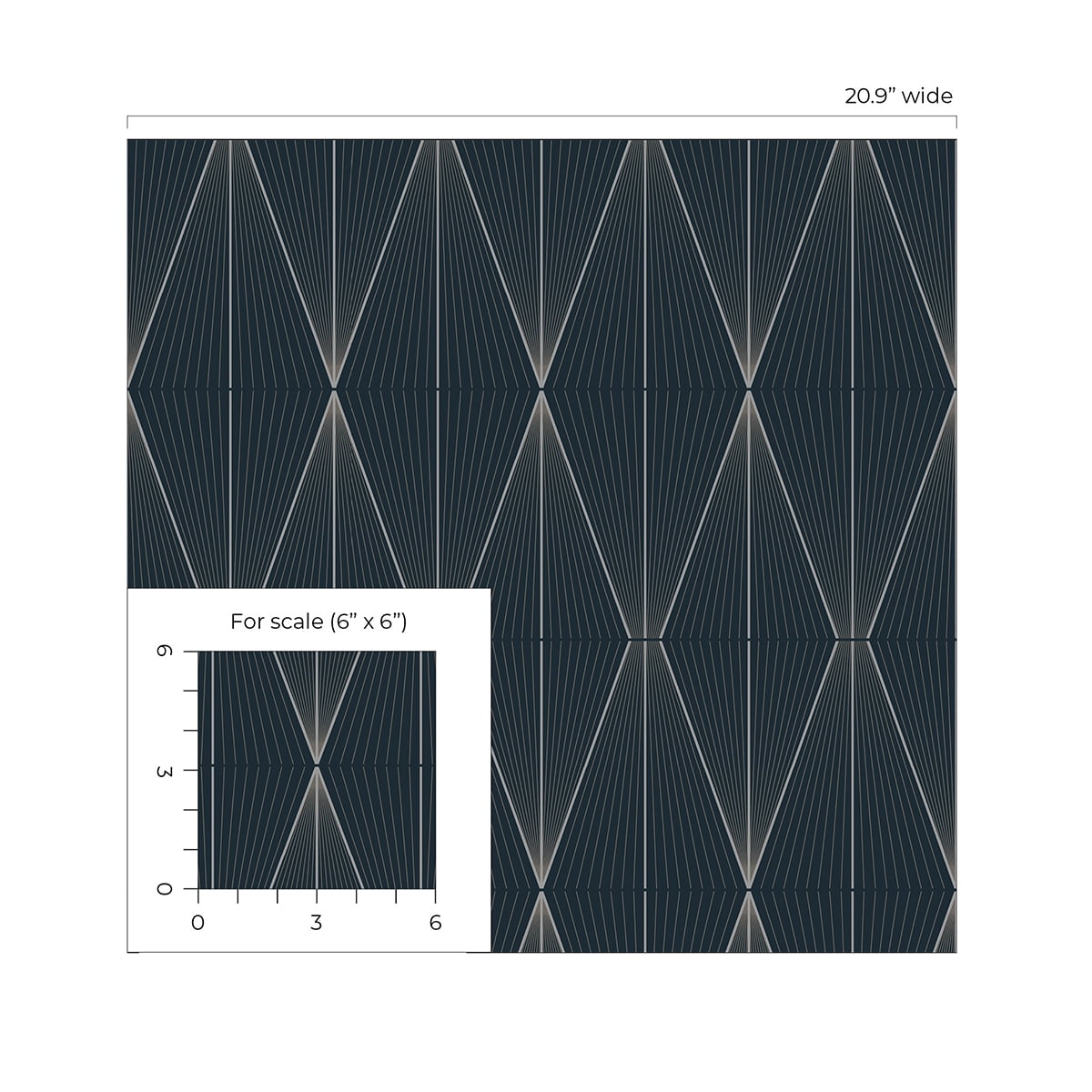 NextWall Geo Diamond Peel and Stick Wallpaper (Blue Denim and Pewter, 20.9 in. W x 18 ft. L) 5414i