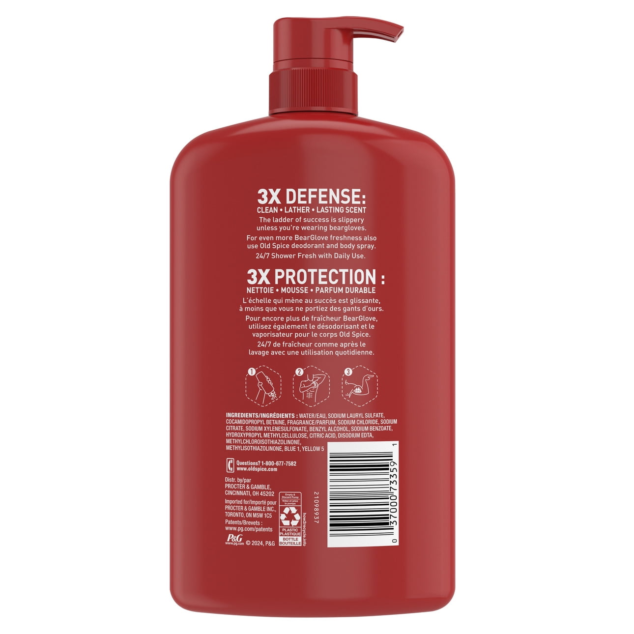 Old Spice Men's Body Wash, Bearglove Scent, Long-Lasting Freshness, 33.4 fl oz hgg96