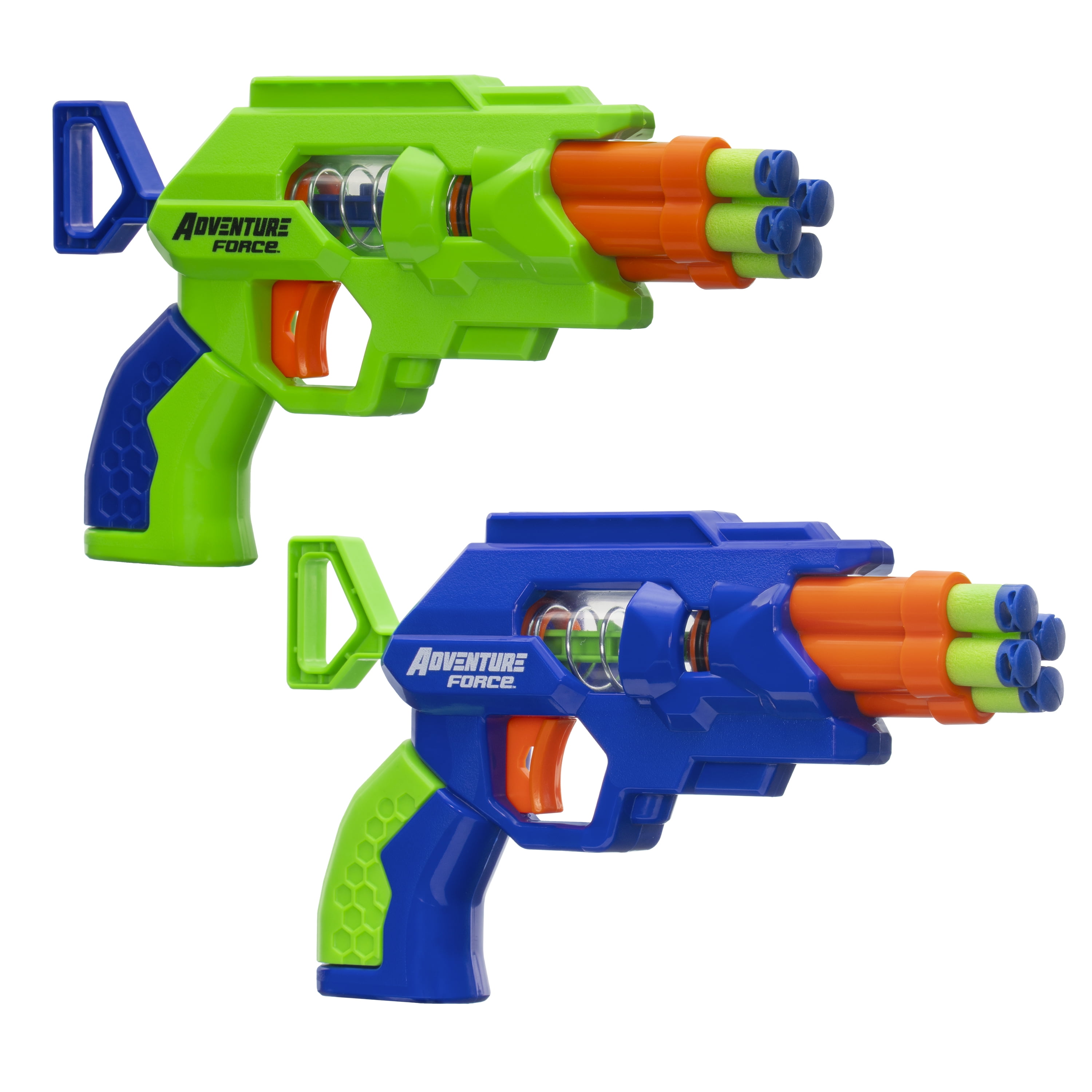 Adventure Force QuadStrike Blaster Set, Spring-Powered Auto-Indexing Toy (Blue, 2-Pack) eu755