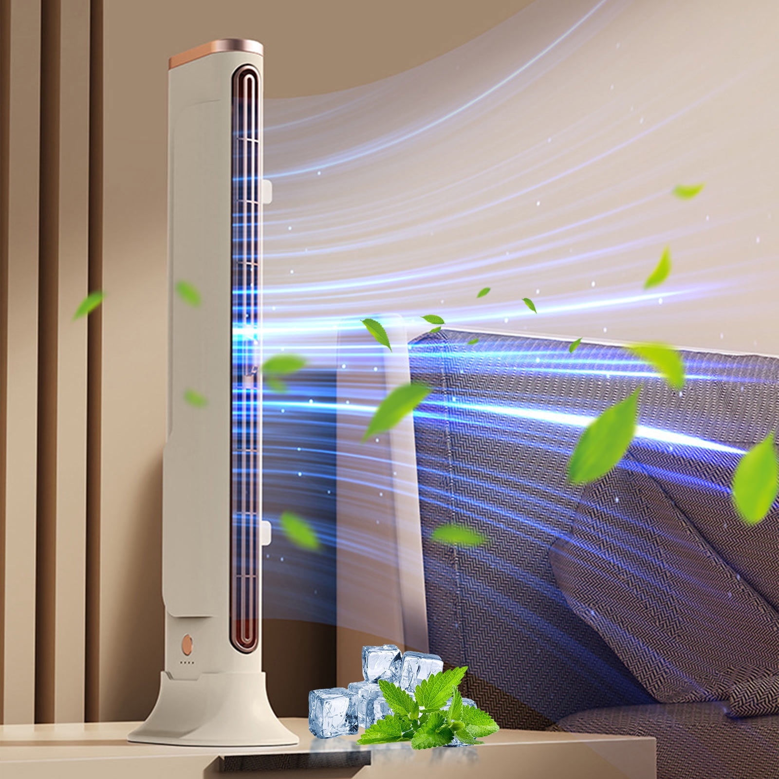 Zznnkj Bladeless Tower Fan, 90° Oscillating Quiet Cooling Fan for Home and Office (White, 15.2 in) zdj6f