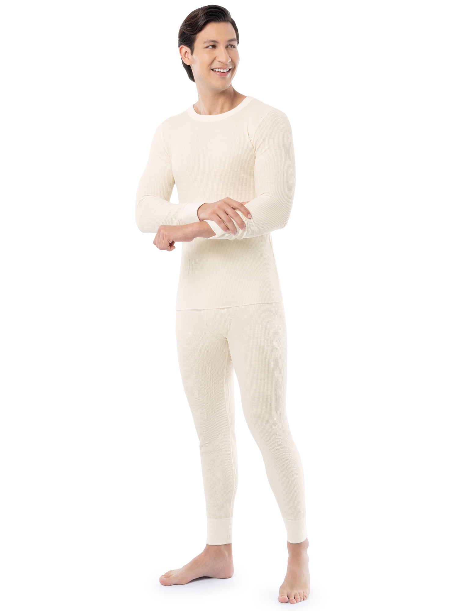 Fruit of the Loom Men's Thermal Waffle Crew Top (Black, 3-Pack) 0i5jn