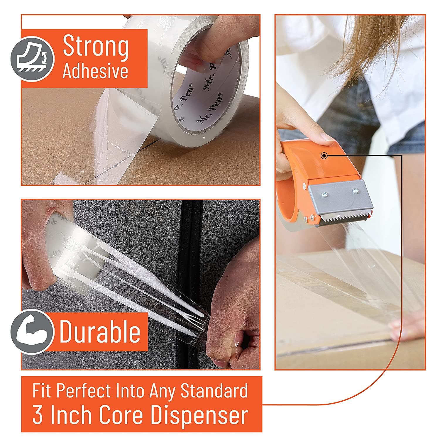 Mr. Pen Packing Tape, Heavy-Duty Shipping and Packaging Tape, Clear Adhesive for Moving and Storage (6 Pack, 2 in x 60 yd) leetz