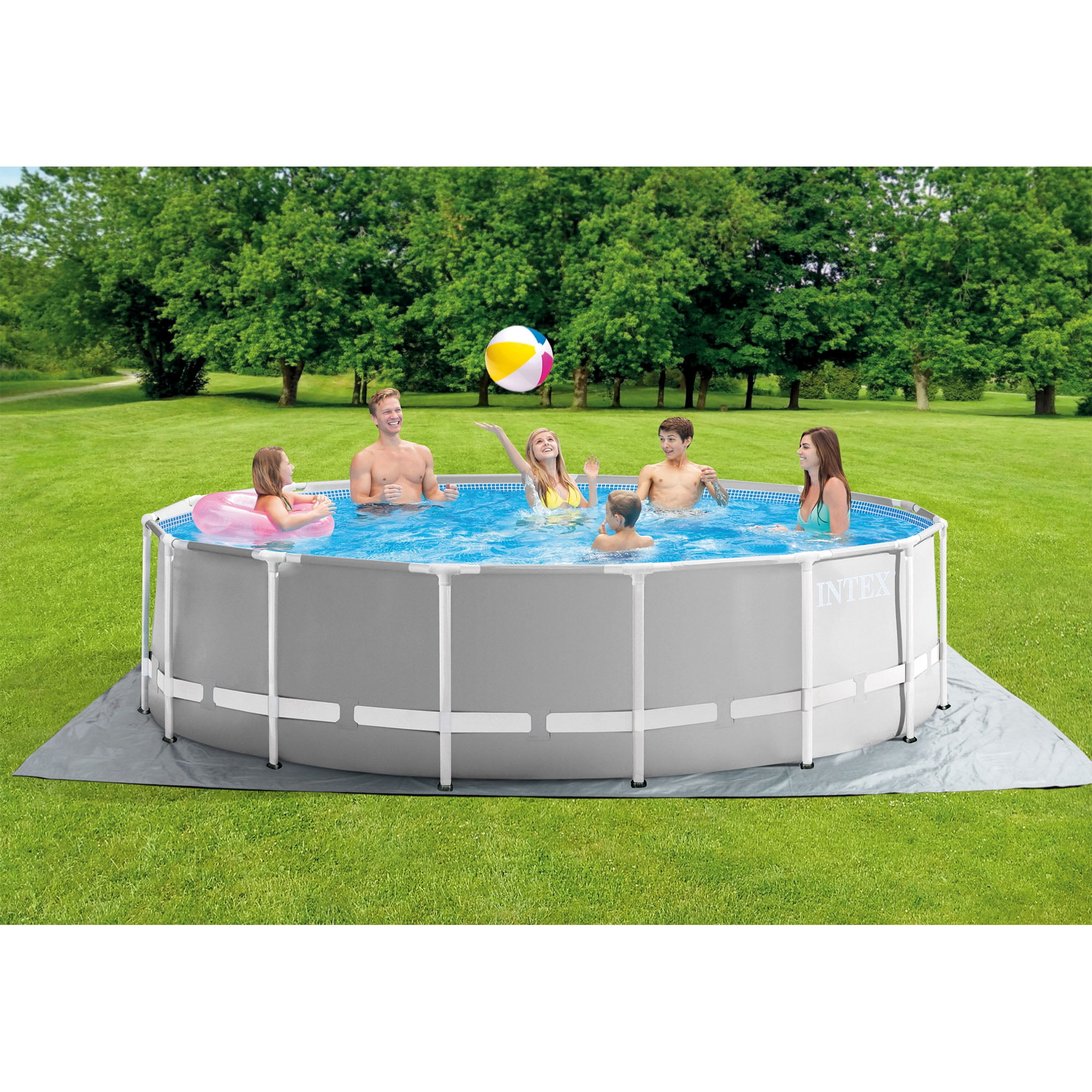 Intex Prism Frame Above Ground Swimming Pool Set with Filter Pump and Type A Cartridges (15 ft x 48 in, 6 Pack) rqc9e