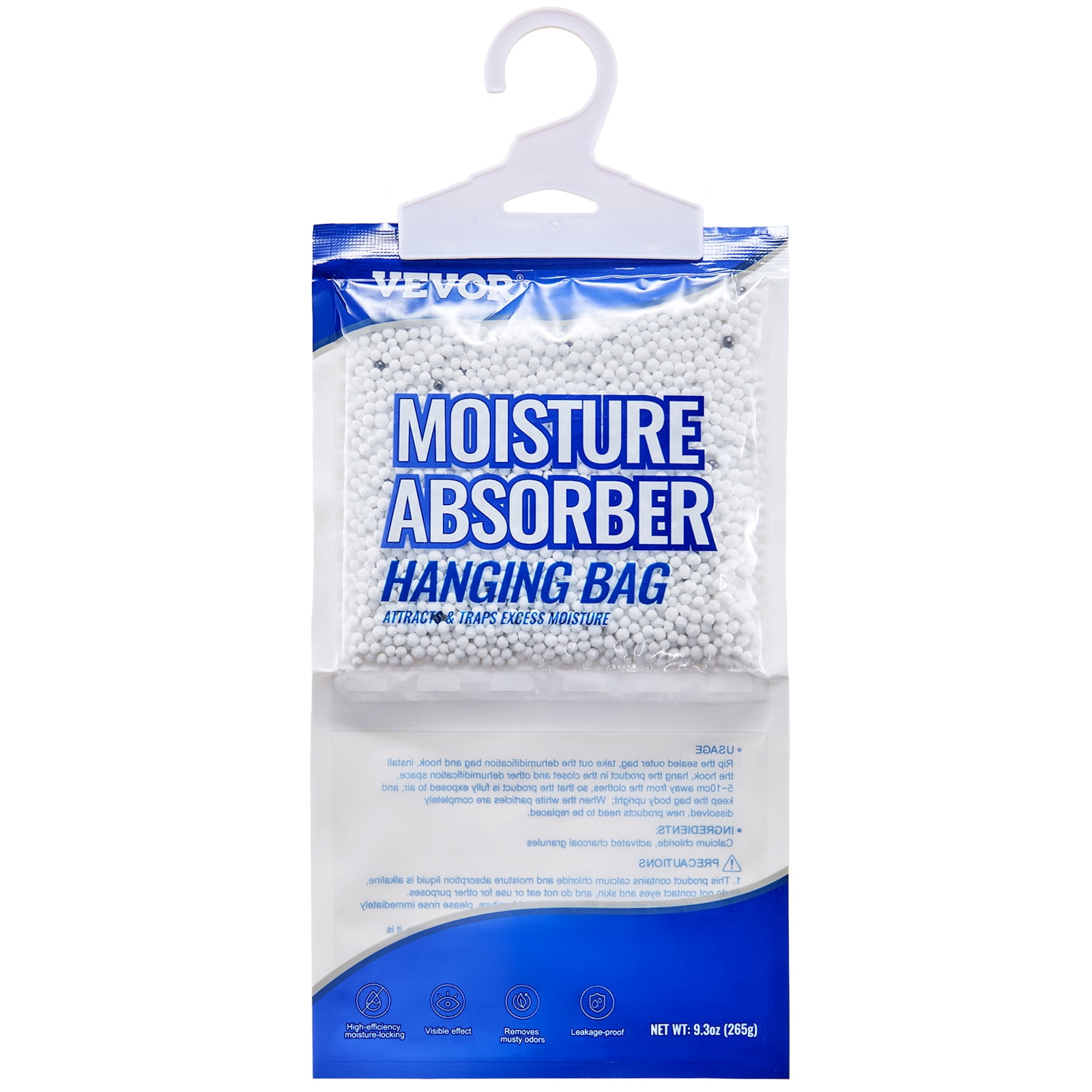 VEVOR Hanging Moisture Absorber Bags, Closet Dehumidifier for Damp Spaces (White, 9.3 oz, 10 Pack) odhkj