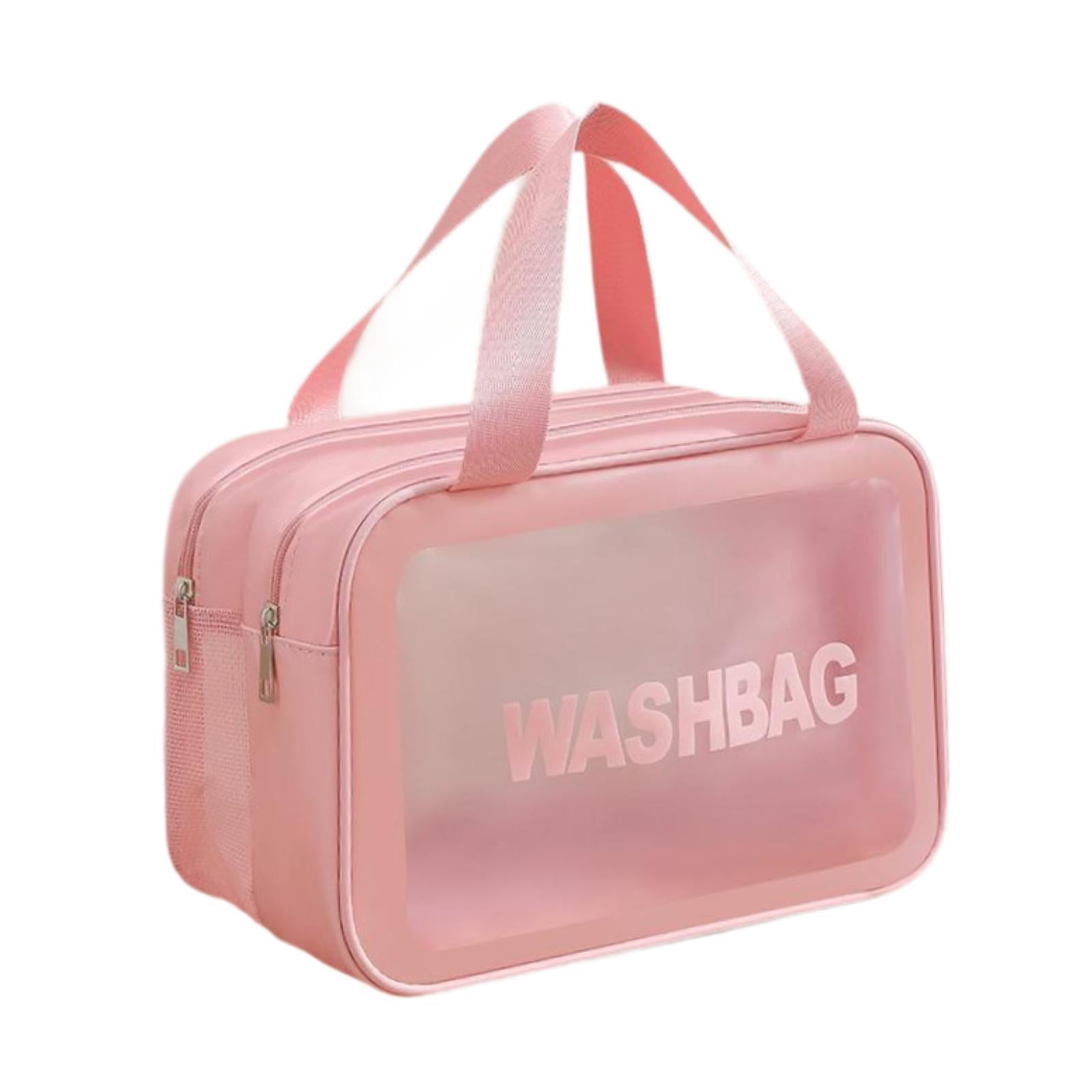 Dolity Travel Toiletry Bag Cosmetic Organizer with Handle (Pink, 10.2 in x 5.9 in x 6.3 in) 6vbl2