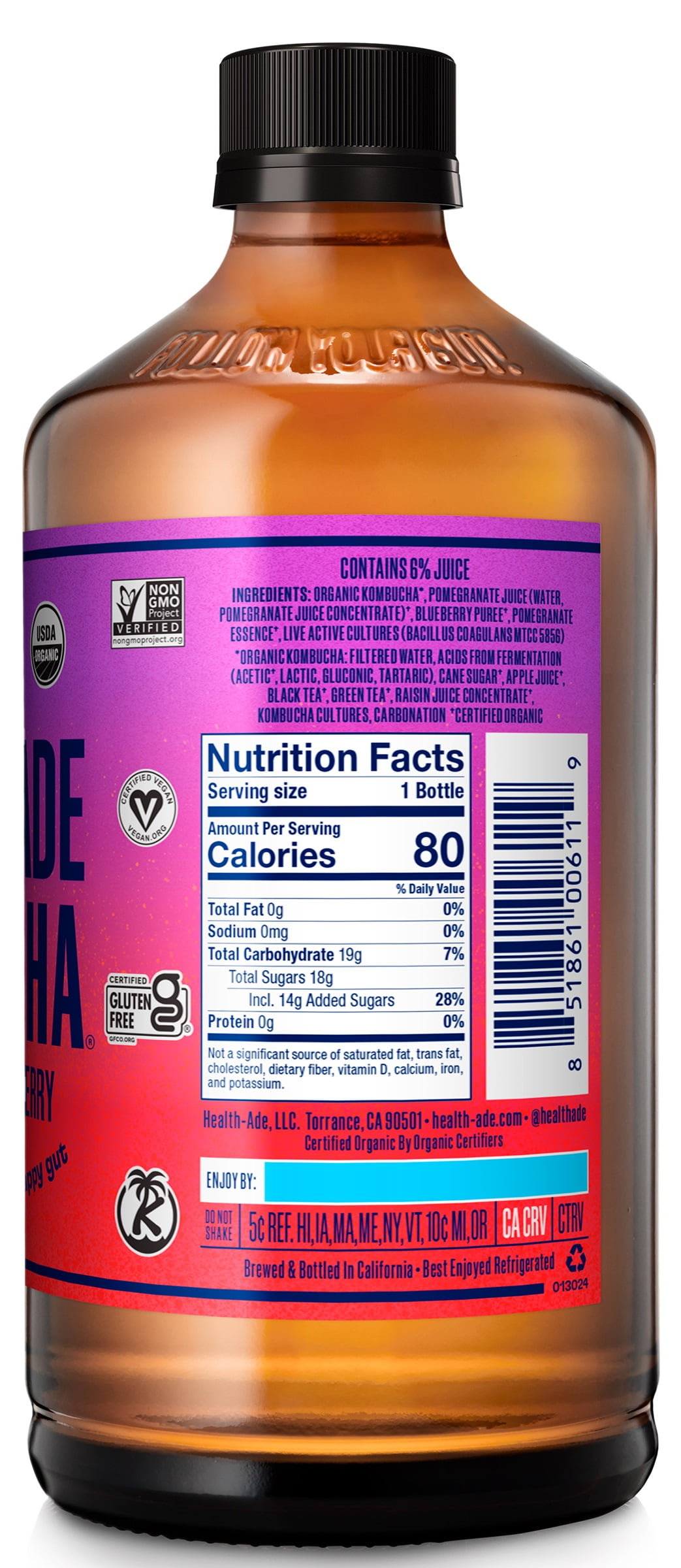 Health-Ade Blueberry Pomegranate Kombucha (16 fl oz) biaxy