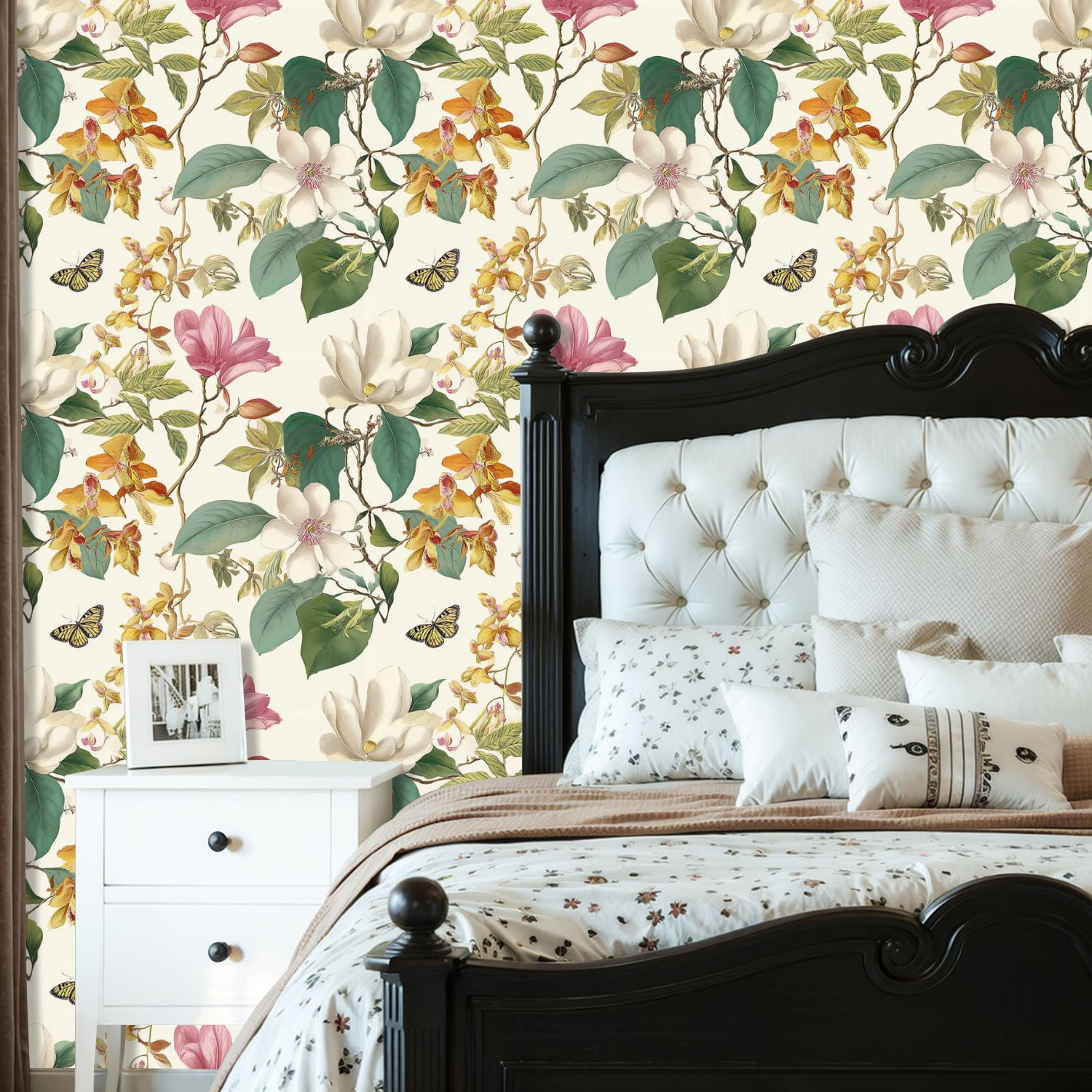 Kanworse Boho Peel and Stick Wallpaper Vintage Floral Wall Mural (Multicolor, 23.6 in x 9.8 ft) ci5fx