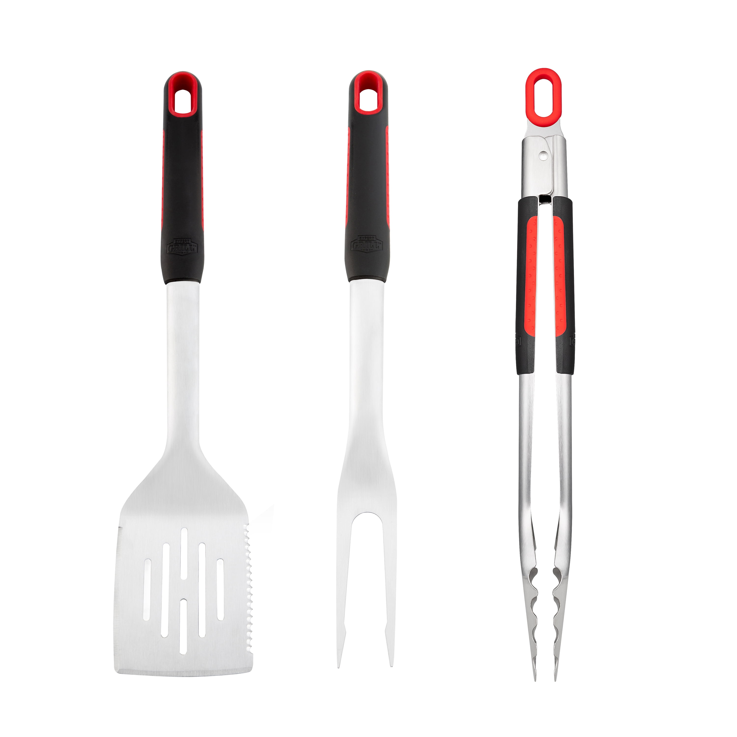 Expert Grill BBQ Grilling Tool Set, Stainless Steel Grill Accessories with Soft-Grip Handles (Black, 3 Piece Set) en0aa