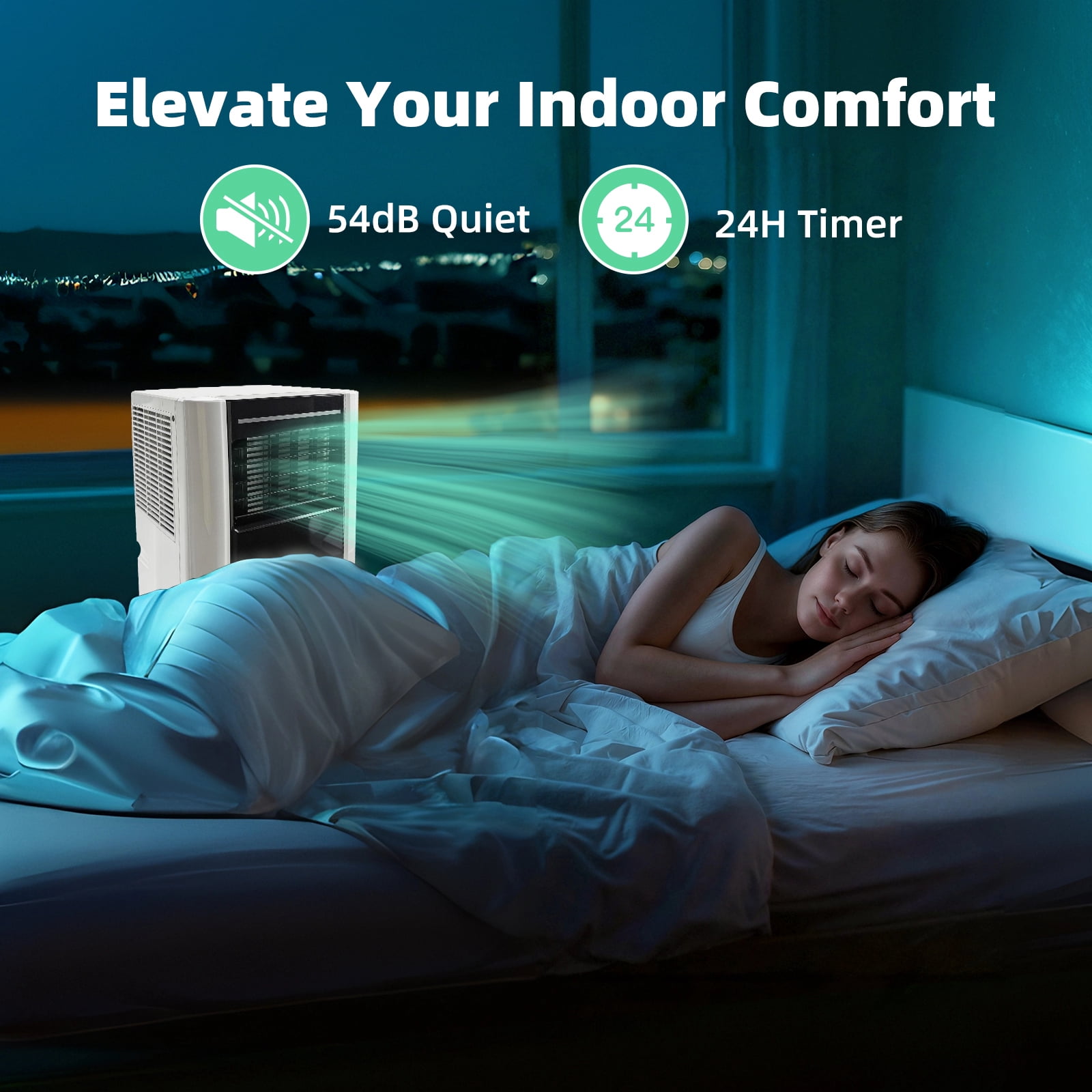 Tacool 8000 BTU Portable Air Conditioner 3-in-1 Cooling Dehumidifier Fan (White, 250 Sq. Ft.) msdat
