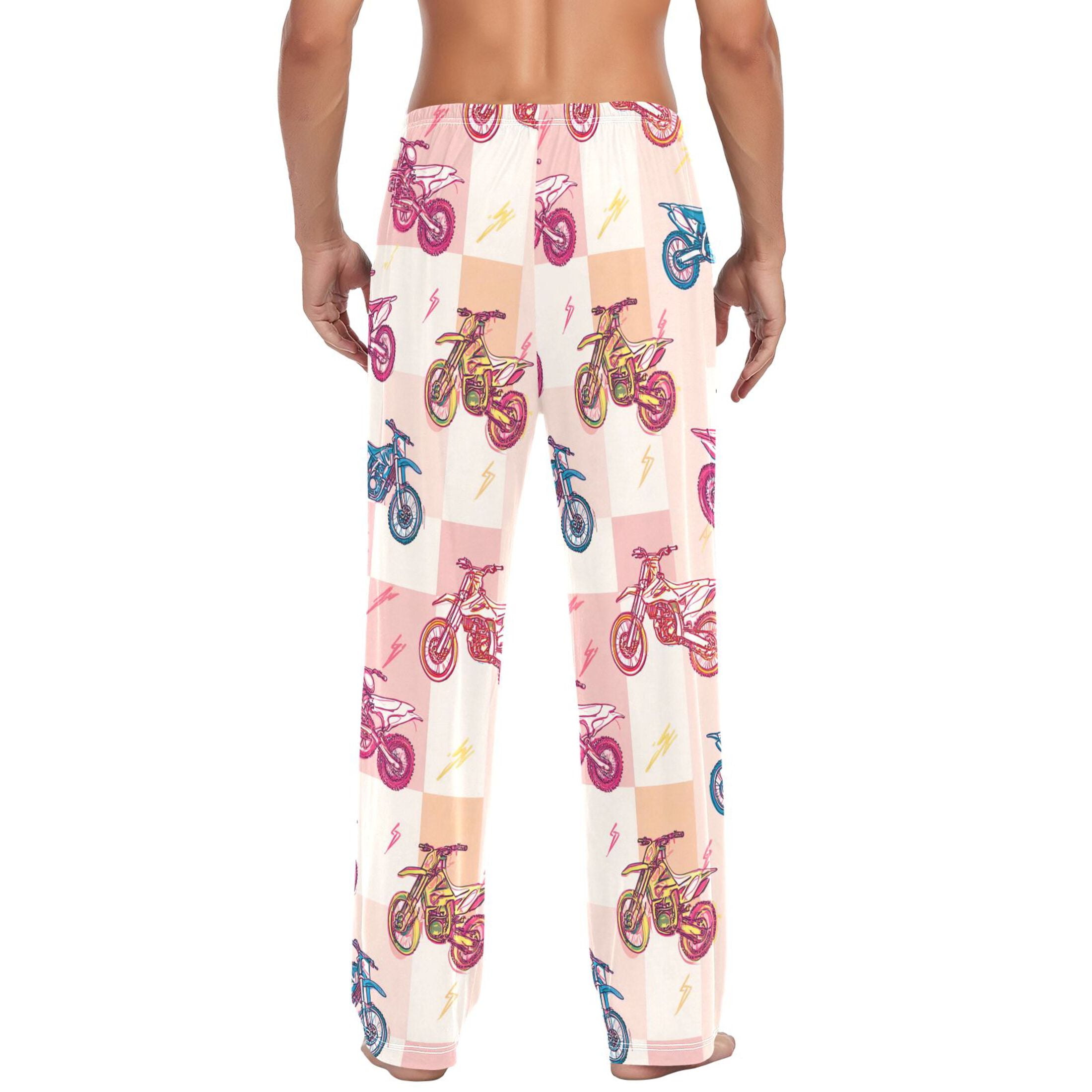MNSRUU Men's Motocross Pajama Pants Cotton Loose Fit Sleepwear with Pockets (Multicolor, XL) 12h4b