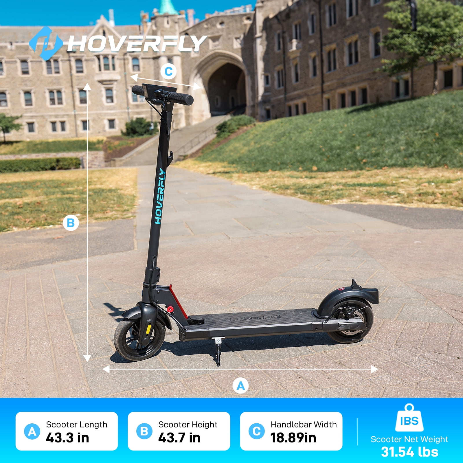 HOVERFLY X1 Electric Scooter for Adults, Foldable Commuter Scooter with LED Display and 8.5 in Anti-Flat Tires (Black, 35 lb) 1n7dt