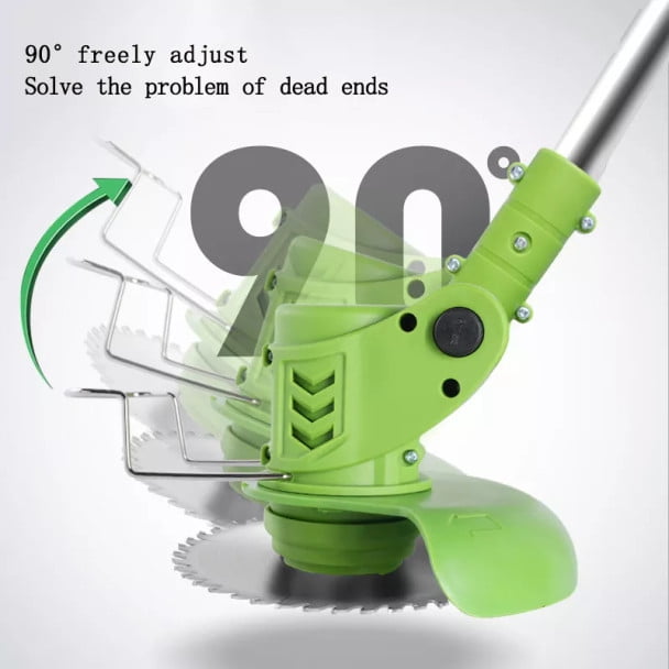 Enegyz 20V Cordless Electric Grass Trimmer with Dual 4000mAh Batteries and Interchangeable Blades (Green, 35.4-47.2 in) q2mli