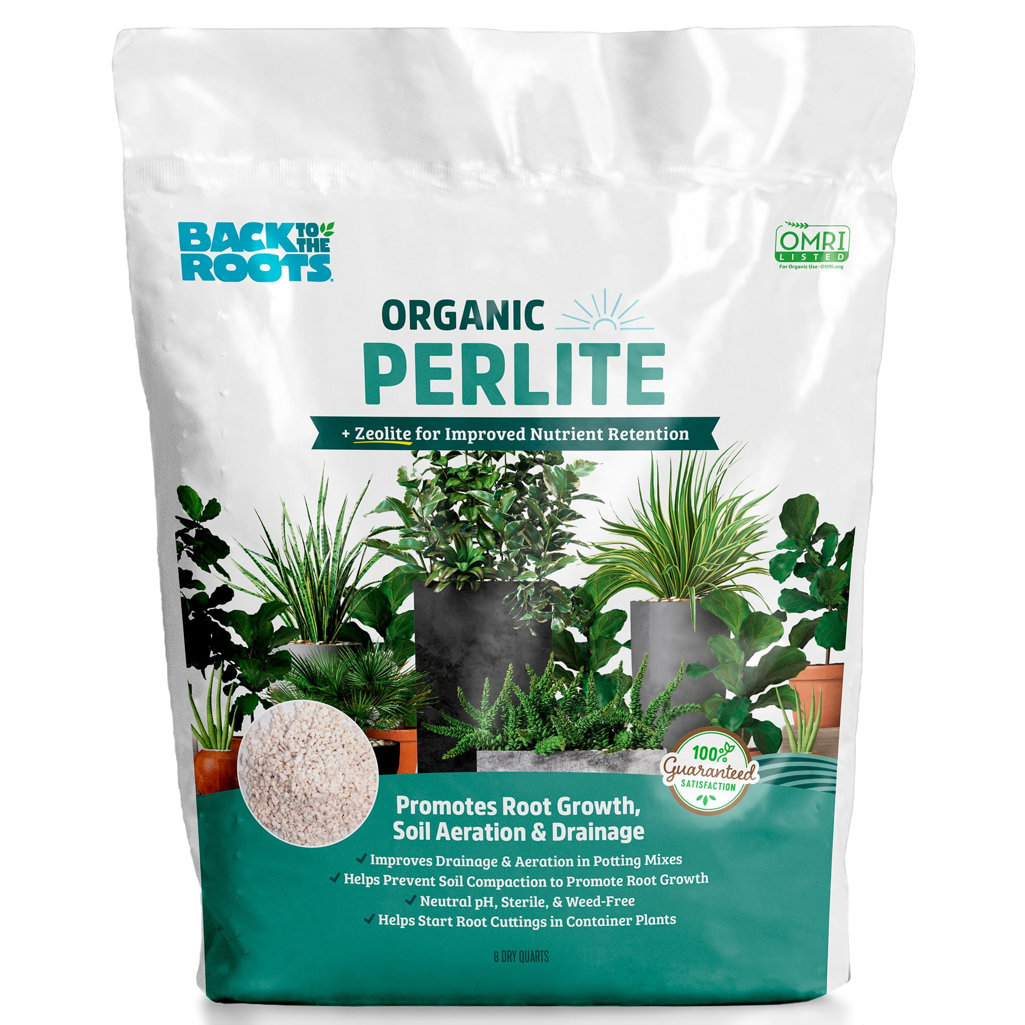 Back to the Roots Organic Perlite for Garden Soil, Soil Aeration and Drainage Amendment (8 qt) zootn