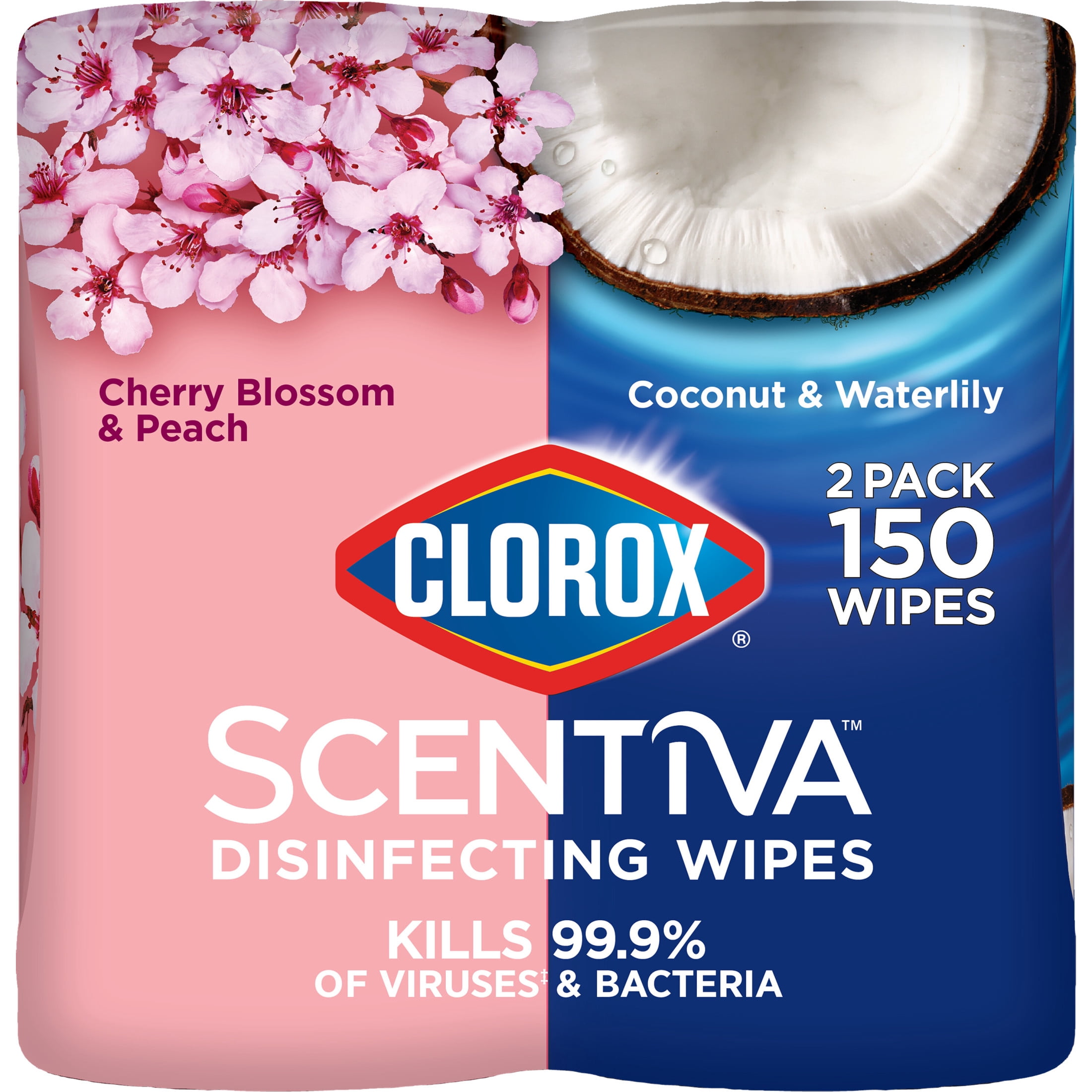 Clorox Scentiva Disinfecting Wipes, Multi-Surface Cleaning and Sanitizing Wipes (White, 150 Count) z3vu5