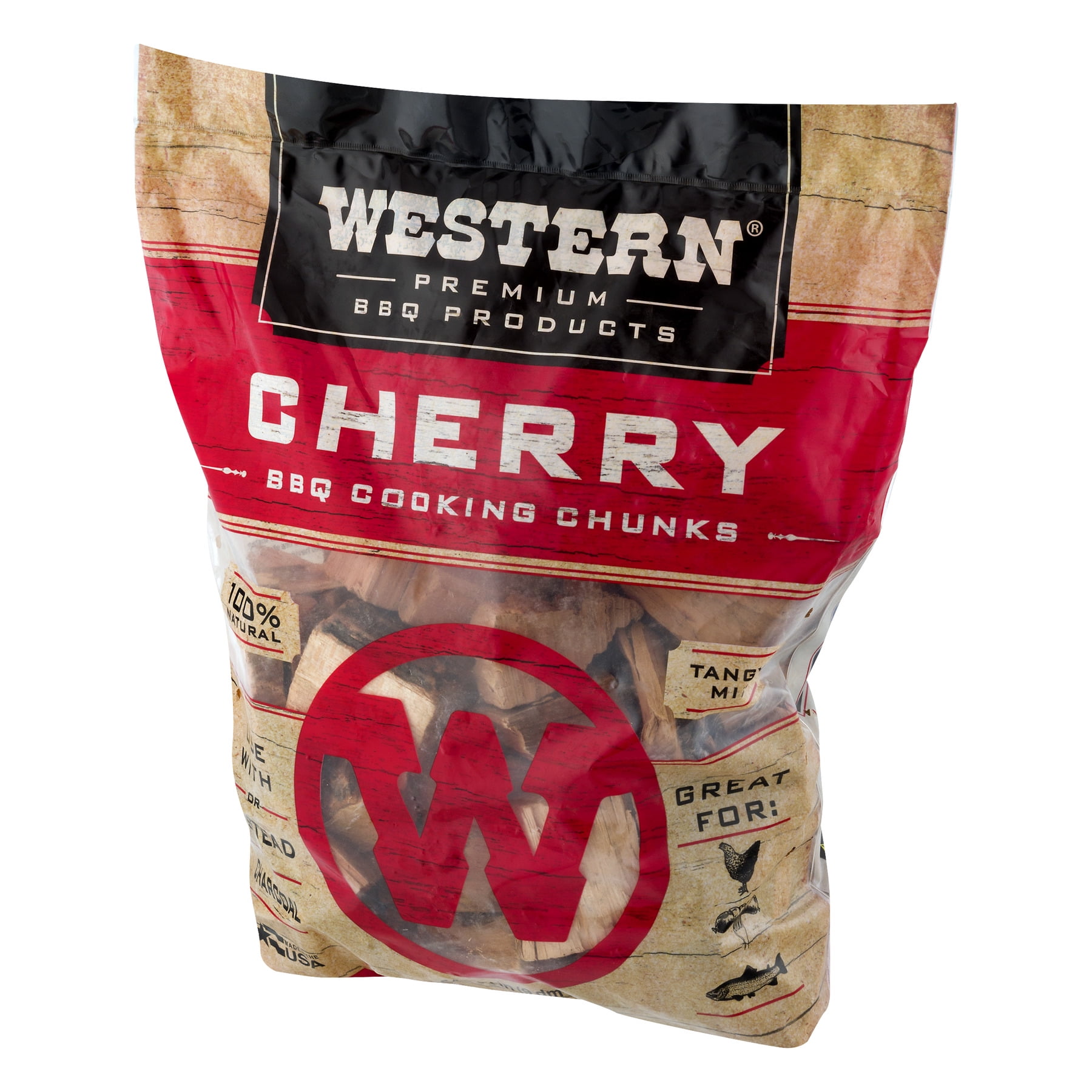 Western BBQ Premium Cherry Wood Cooking Chunks for Smoking and Grilling (549 cu in) kzx7s