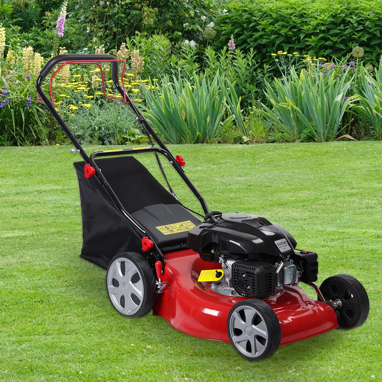 Kitem Self-Propelled Gas Lawn Mower, 141cc Engine, 20 in Cutting Deck, 3-in-1 Discharge with Grass Collection (Red, 20 in) 3070u