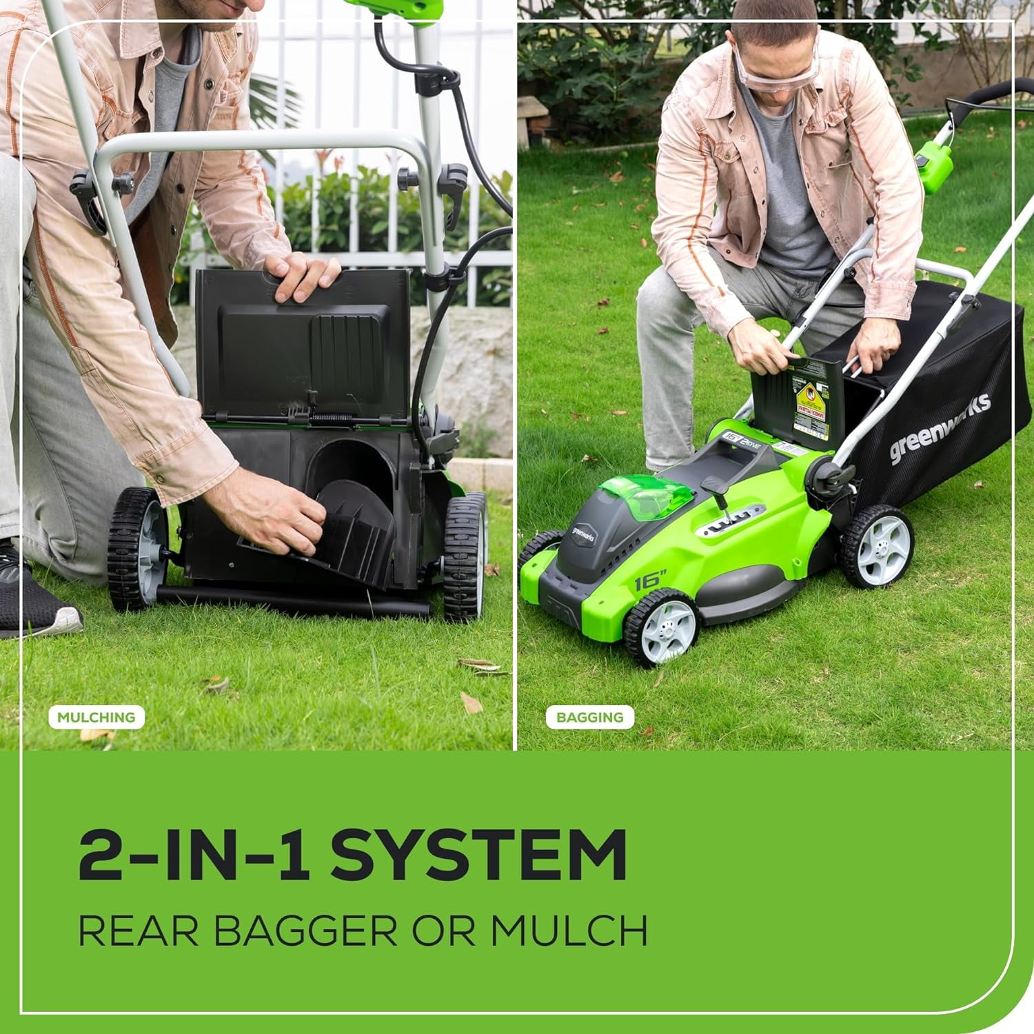 Greenworks 40V 16-inch Cordless Push Lawn Mower with 4.0 Ah Battery and Charger (Green, 16 in) 99ryg