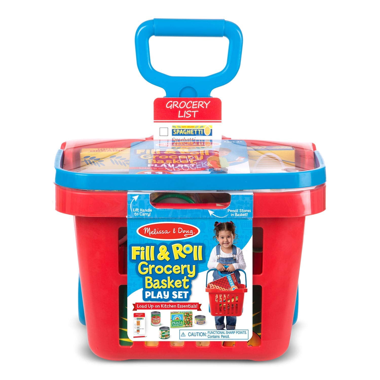 Melissa & Doug Fill and Roll Grocery Basket Play Set with Play Food (11-Piece) dzkpy