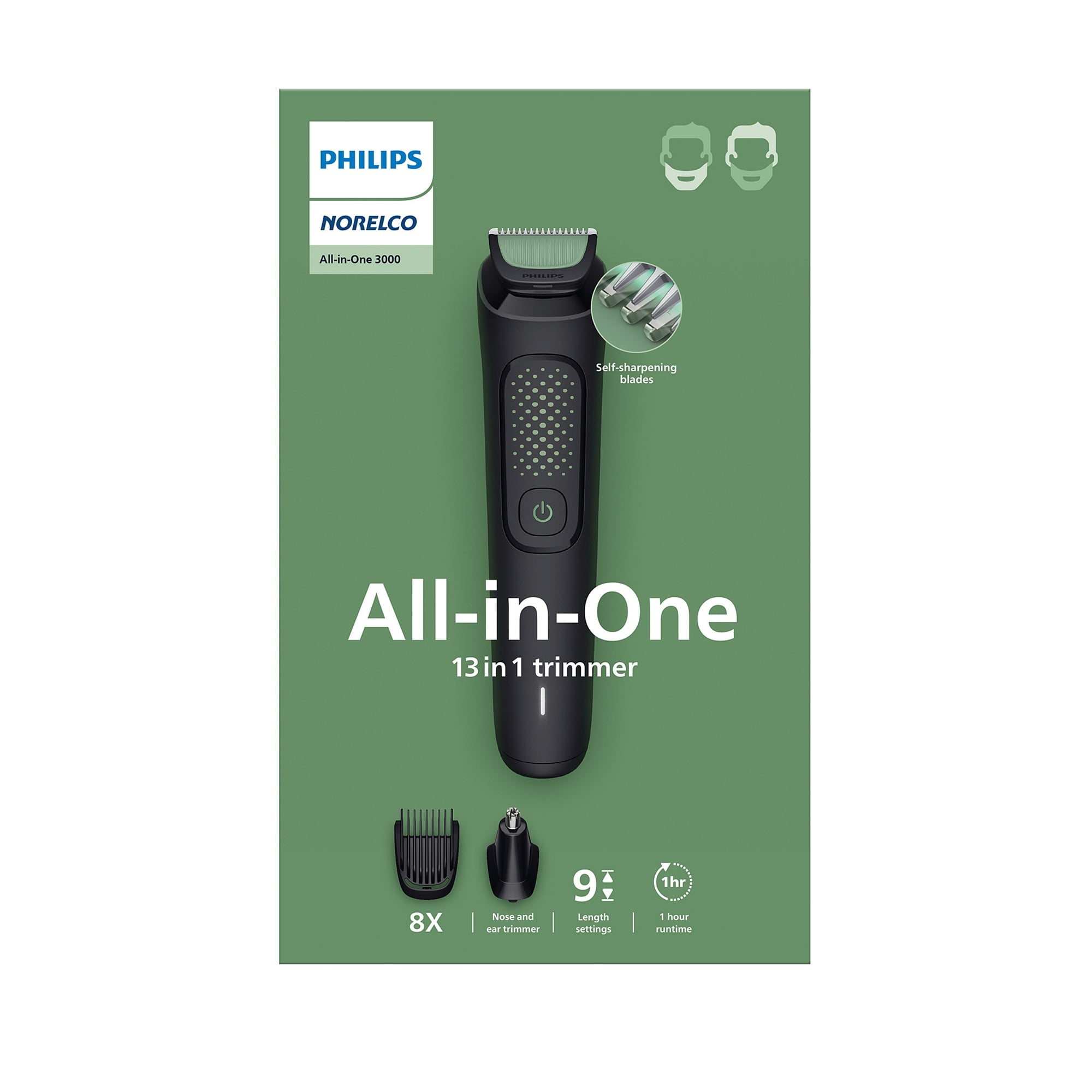 Philips Norelco All-In-One 3000 Series 13-in-1 Trimmer, Beard Styler and Hair Clipper (Black, 13 Piece Set) h153j