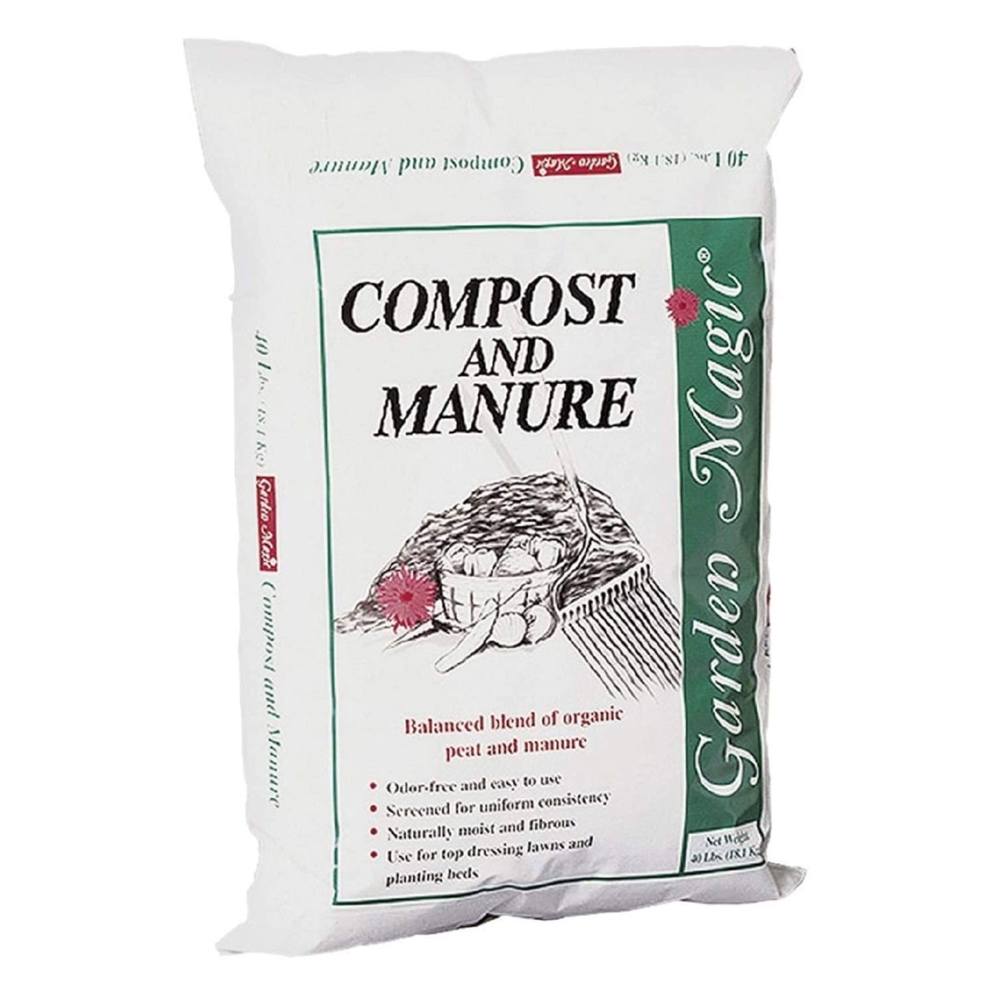 Michigan Peat Garden Compost and Manure Blend (Natural Organic Soil Amendment, 40 lb Bag, 10 Pack) 826pj