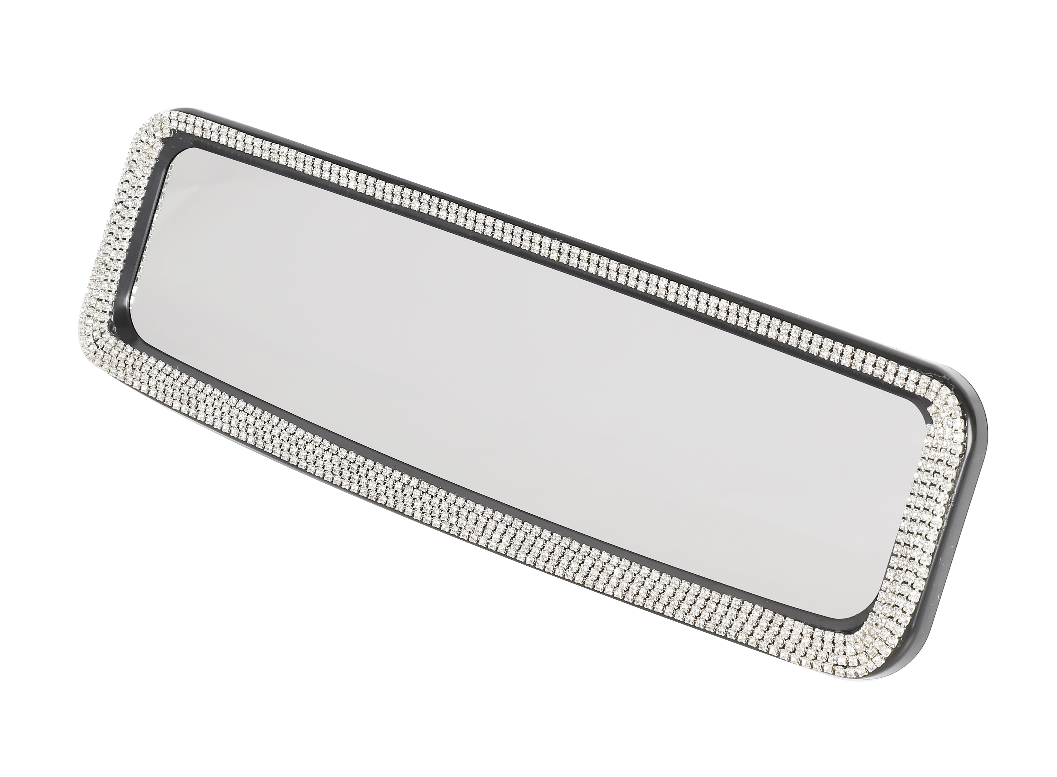 Auto Drive Rhinestone Rear View Mirror, Universal Clip-on Interior Accessory (Silver, 11.5 in) cp9rv