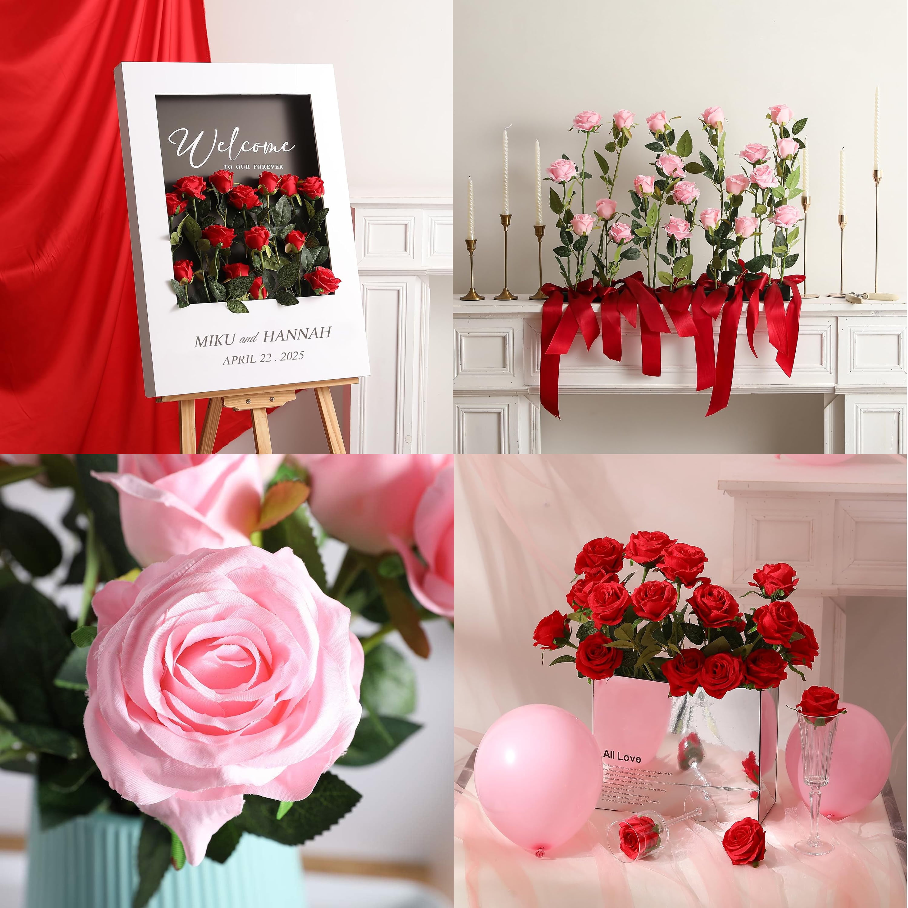 Mimifly Artificial Roses for Wedding Bouquets and Home Decor (Champagne, 20 Pack, 18 in) ip2sh