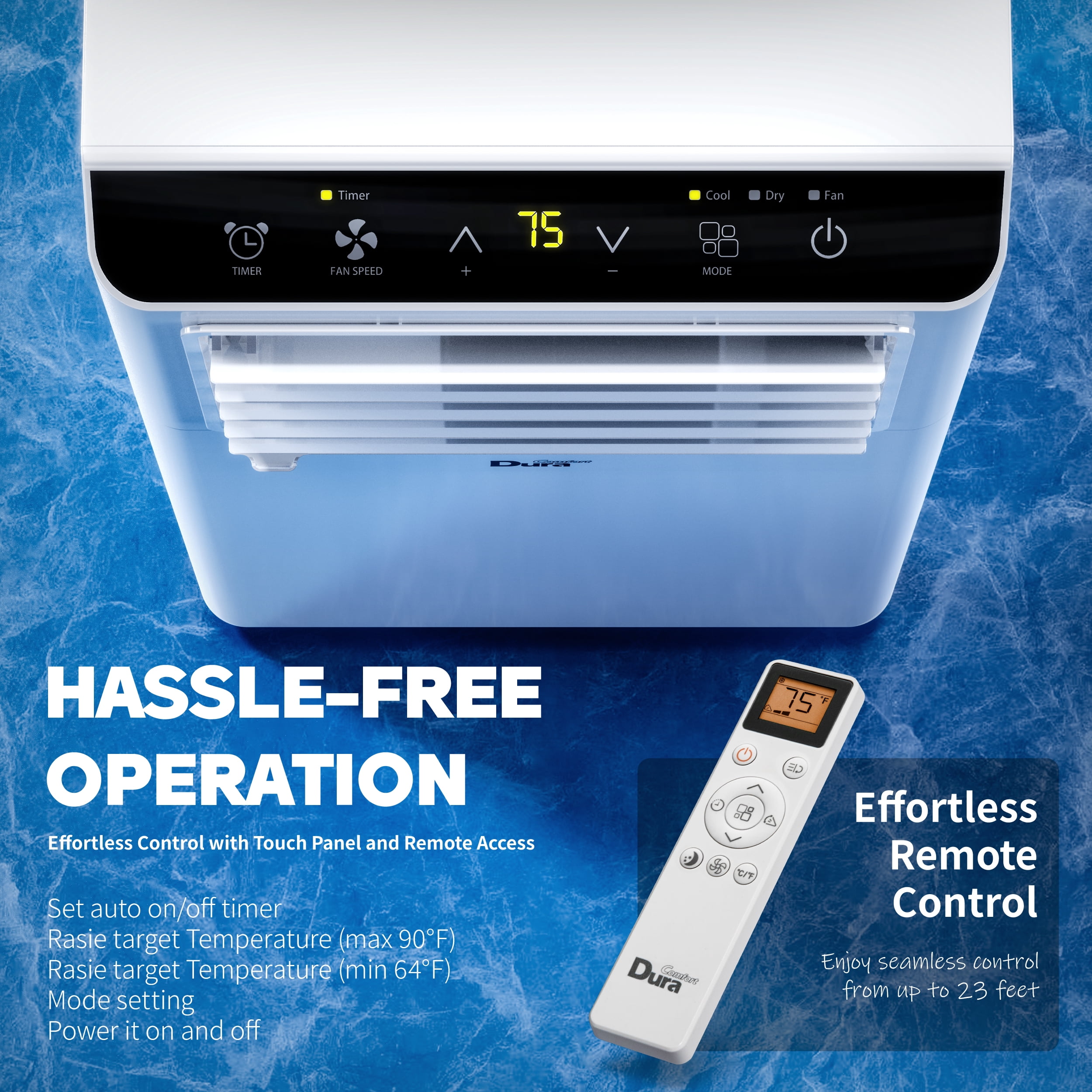 DuraComfort 8500 BTU Portable Air Conditioner 3-in-1 Cooling Dehumidifier and Fan (White, 350 Sq. Ft.) hge13