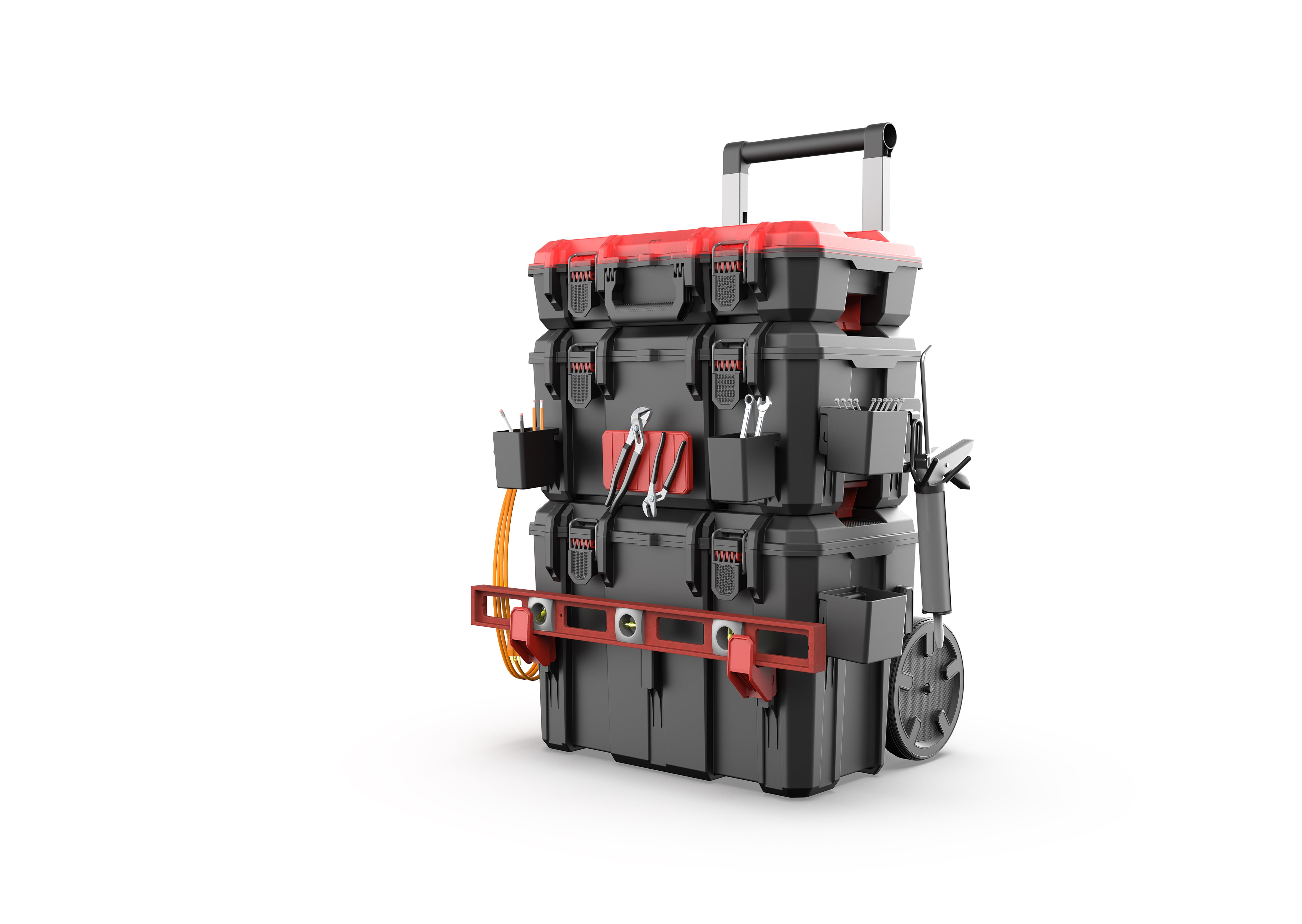 Hyper Tough Hyper Stack Tool Box Organizer (Red, 17.5 in x 13.5 in x 5 in) 1cik1