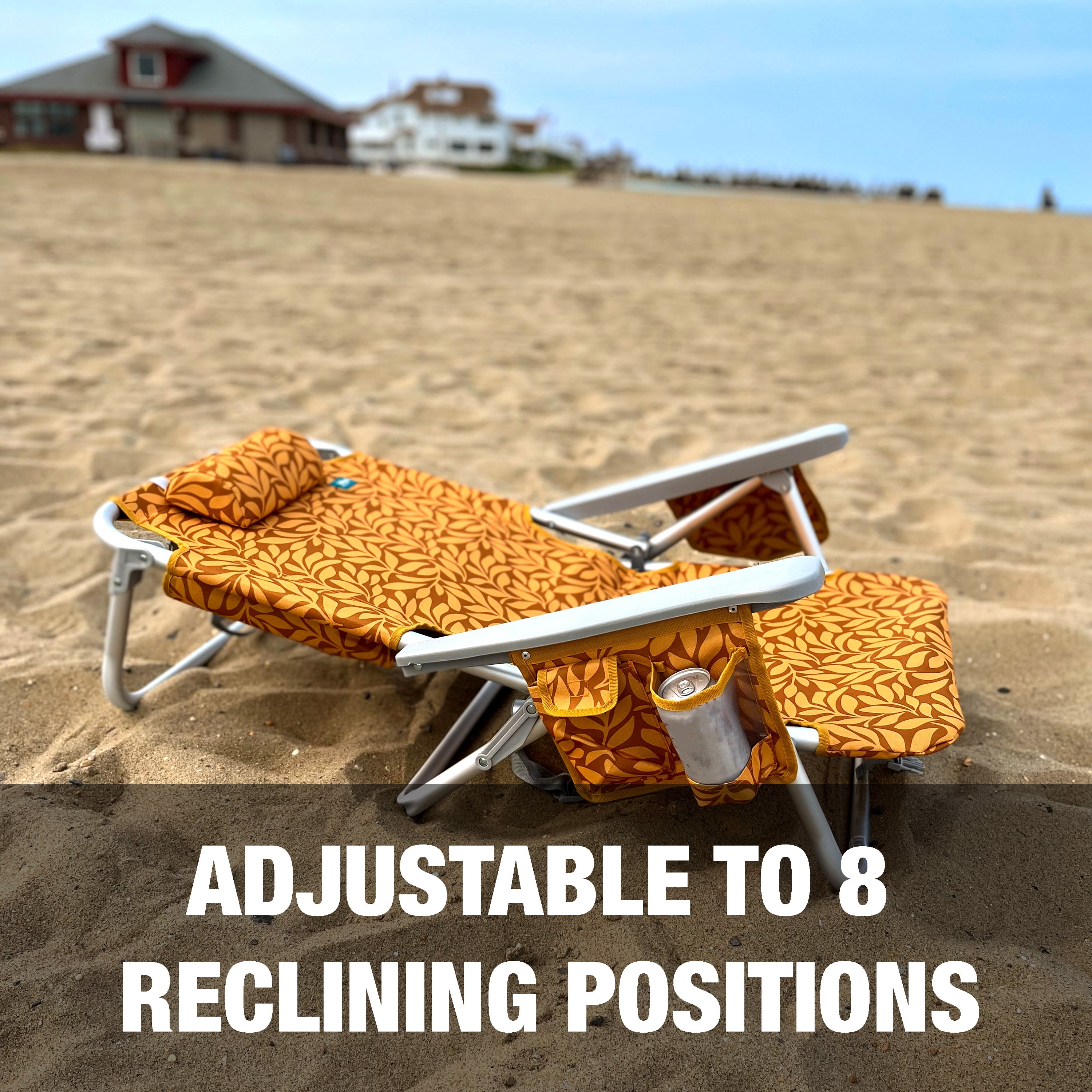 Bliss Hammocks Aluminum Beach Chair with Detachable Cooler Bag and 5 Reclining Positions (Amber Leaf, 275 lb Capacity) emyx4